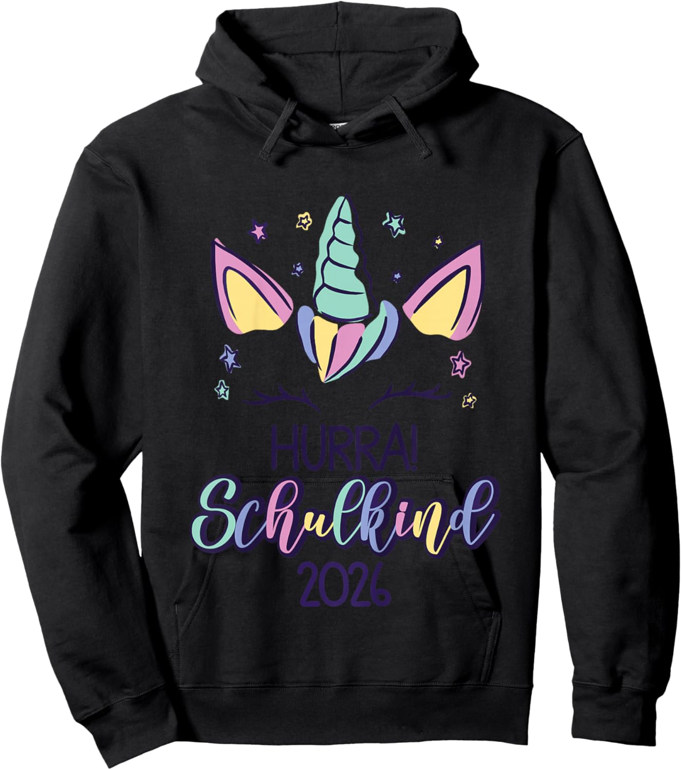 First Day of School Girls Unicorn School Child 2026 Hoodie - Hoodie | Black