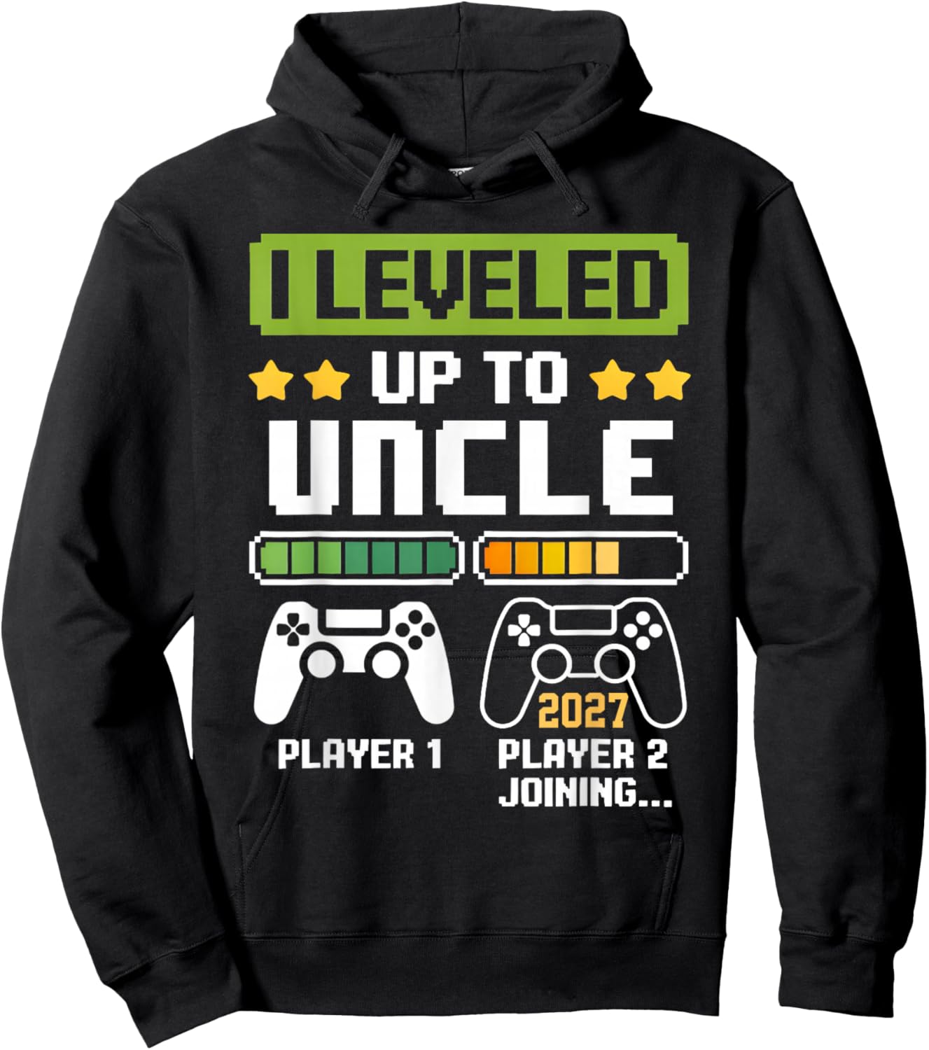 Retro Leveling Up to Uncle 2027 Funny Soon to Be Uncle 2027 Hoodie - Hoodie | Black