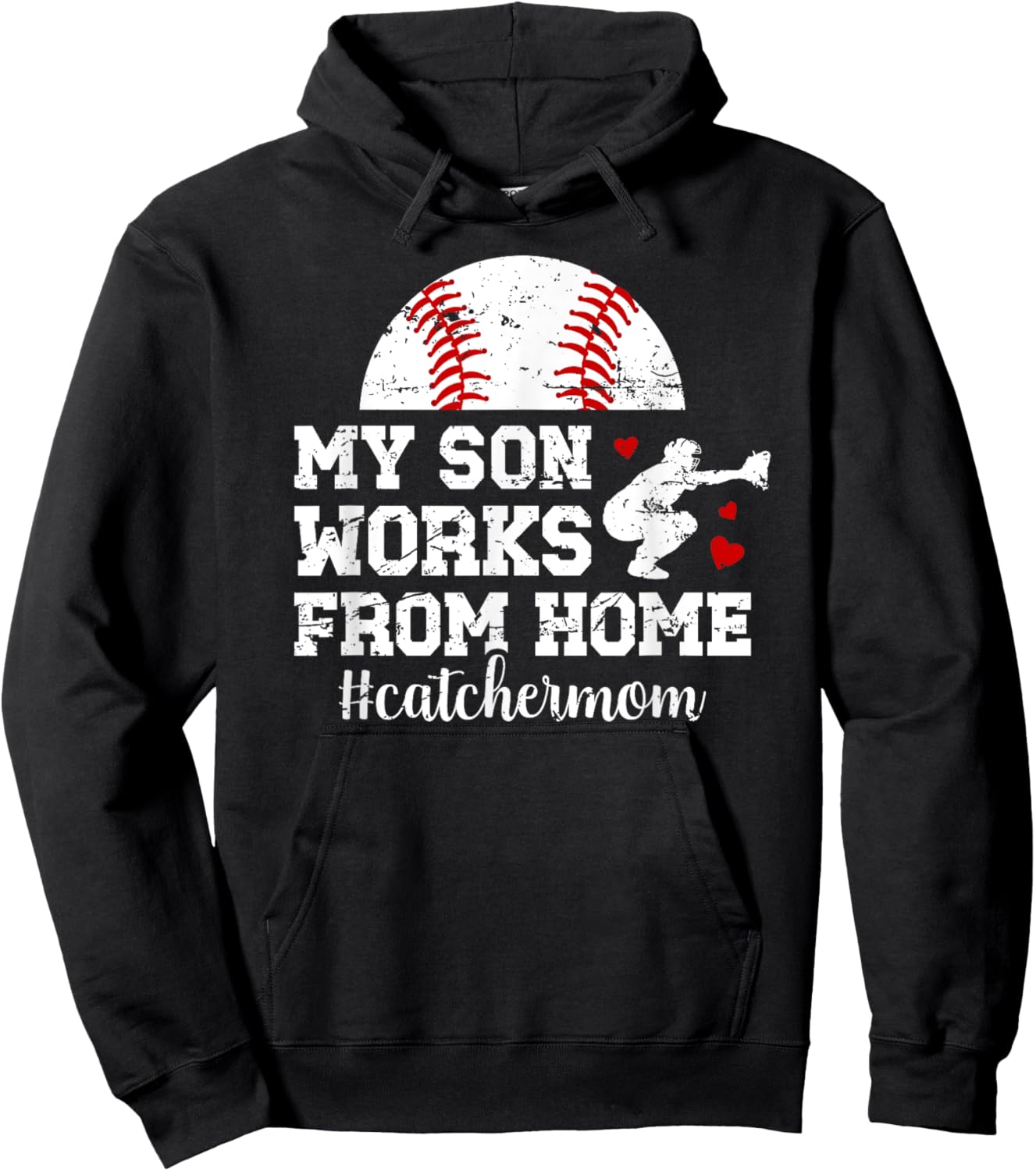 Funny Baseball Catcher Mom Of A Baseball Catcher Mother Hoodie - Hoodie | Black