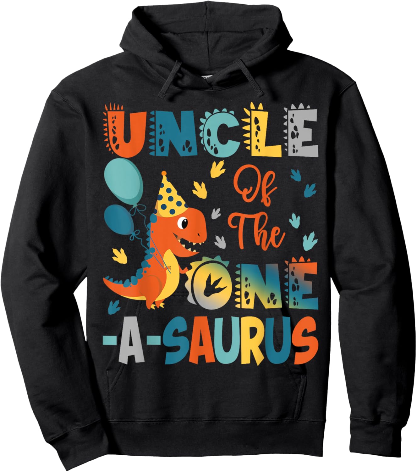 Uncle Of The One-A-Saurus 2Nd Birthday Dinosaur Party Hoodie - Hoodie | Black