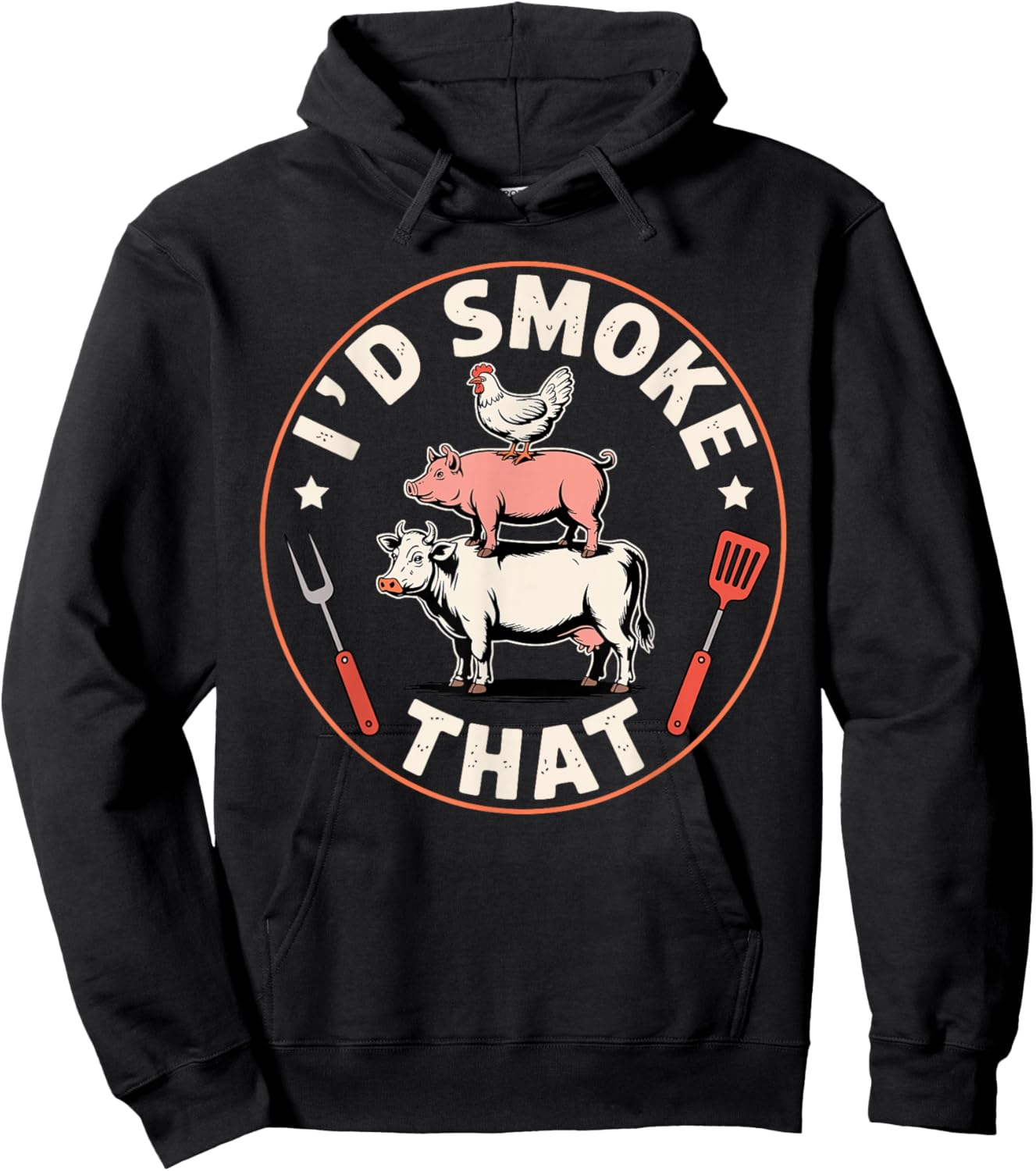 Funny BBQ Art Women Grilling Meat Smoking Barbecue Hoodie - Hoodie | Black