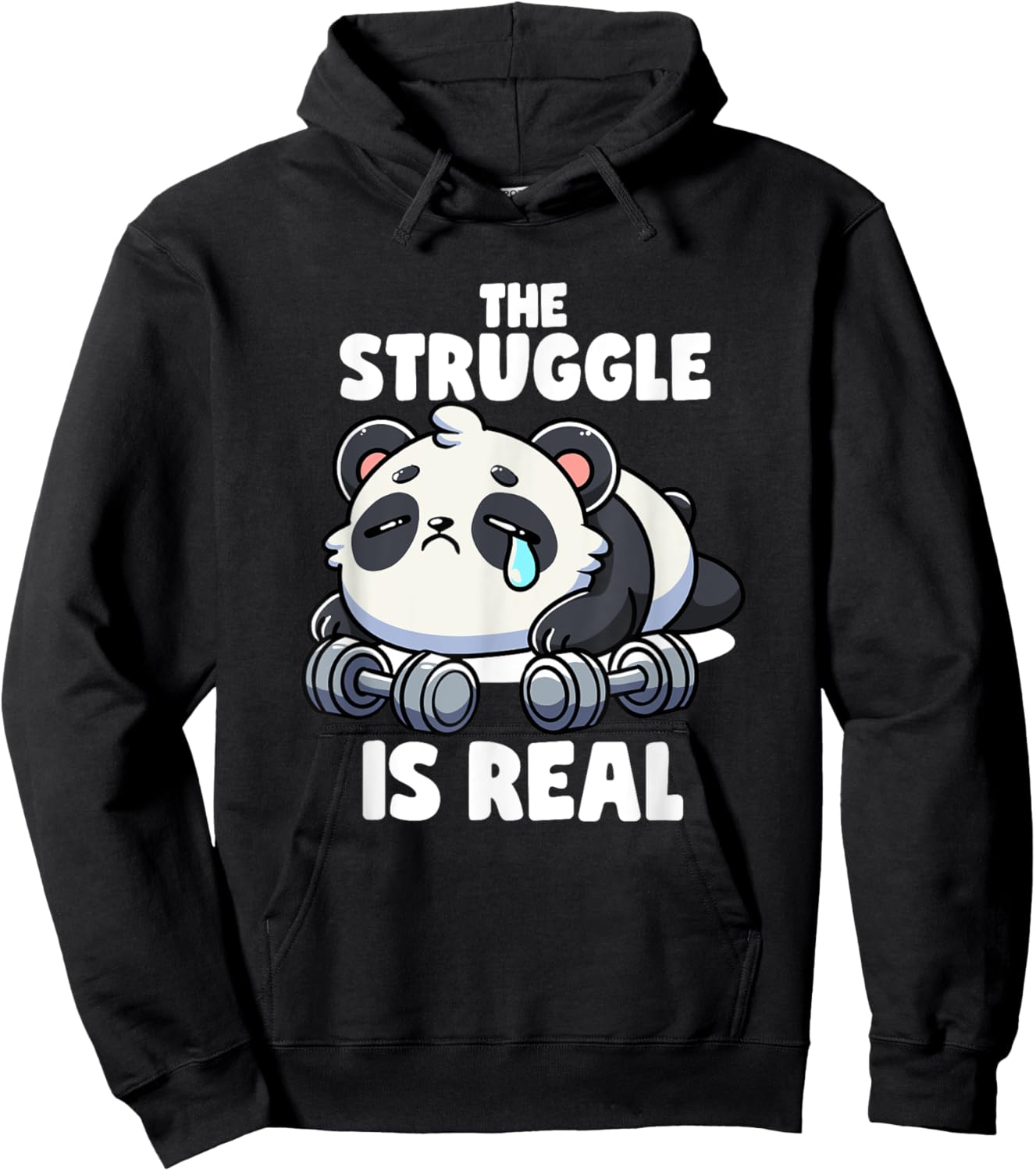 The Struggle Is Real Panda Lifting Gym Quotes Gym Fitness Hoodie - Hoodie | Black