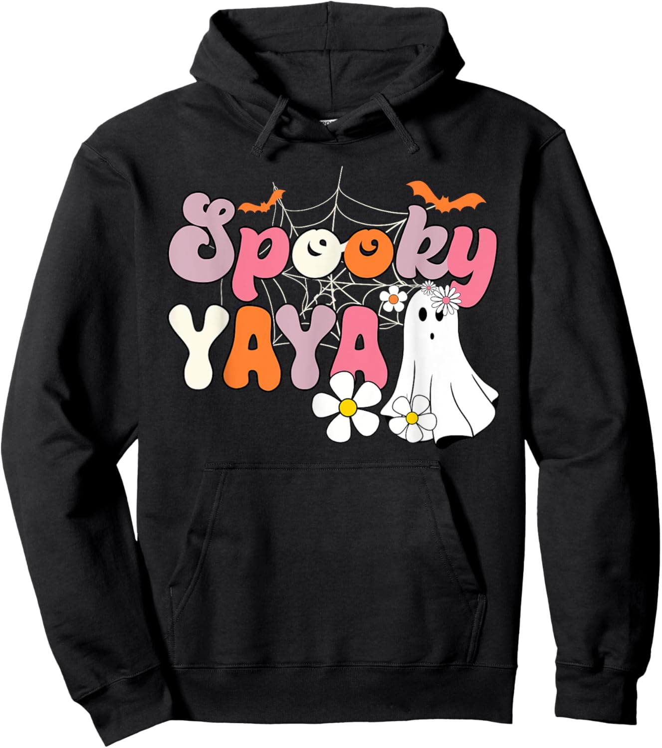 Groovy One Spooky Yaya Mama Grandma Witch Mom Halloween Hoodie - Hoodie | Black
