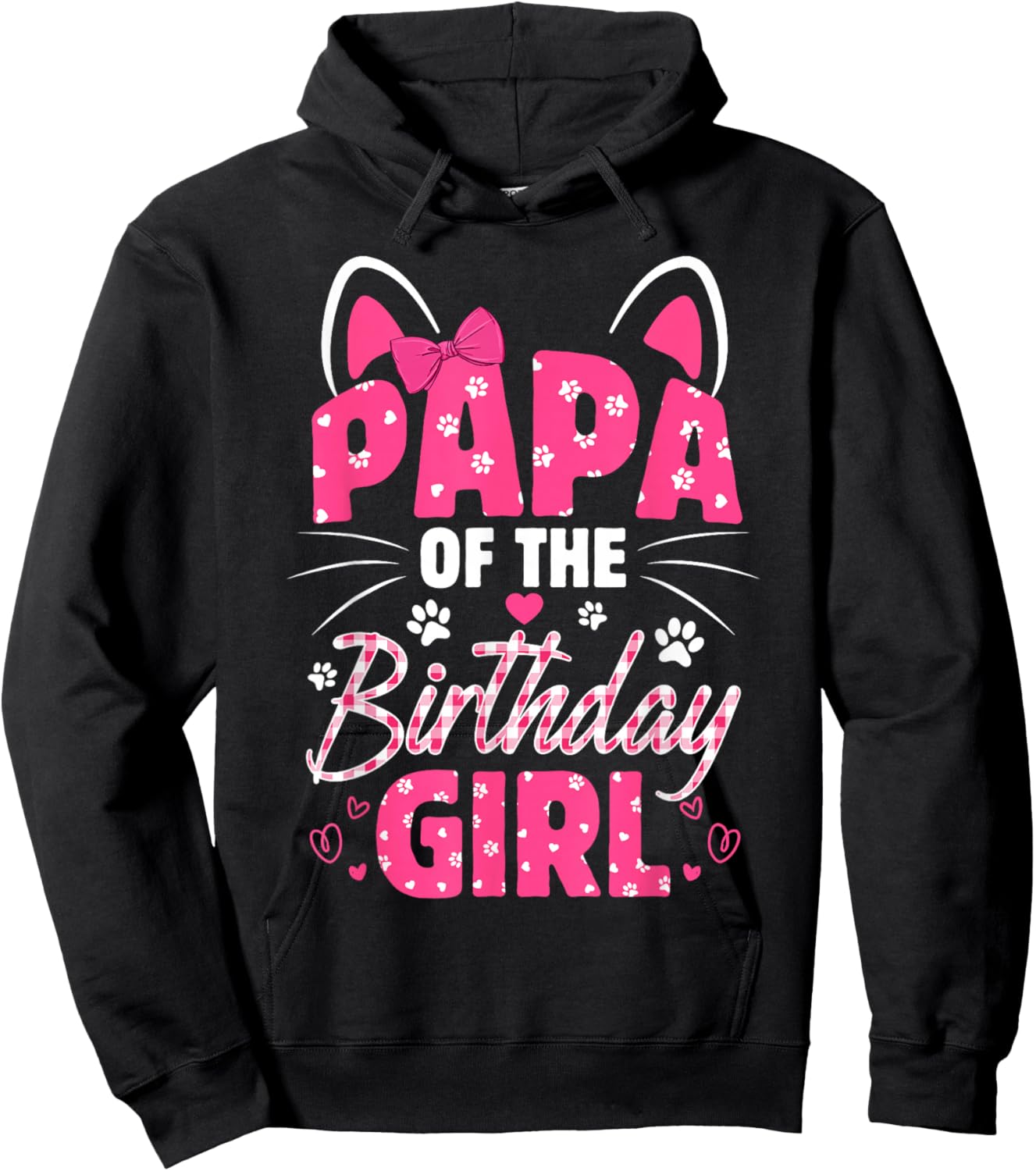 Papa Of The Birthday Girl Cat Kitty Family Matching Hoodie - Hoodie | Black