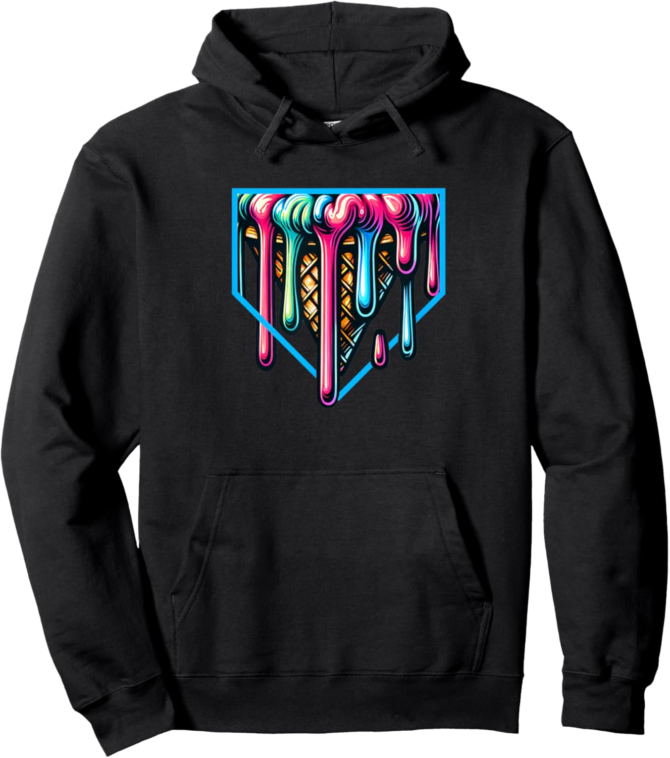 Home Plate Drip - Ice Cream Softball & Baseball Hoodie - Hoodie | Black