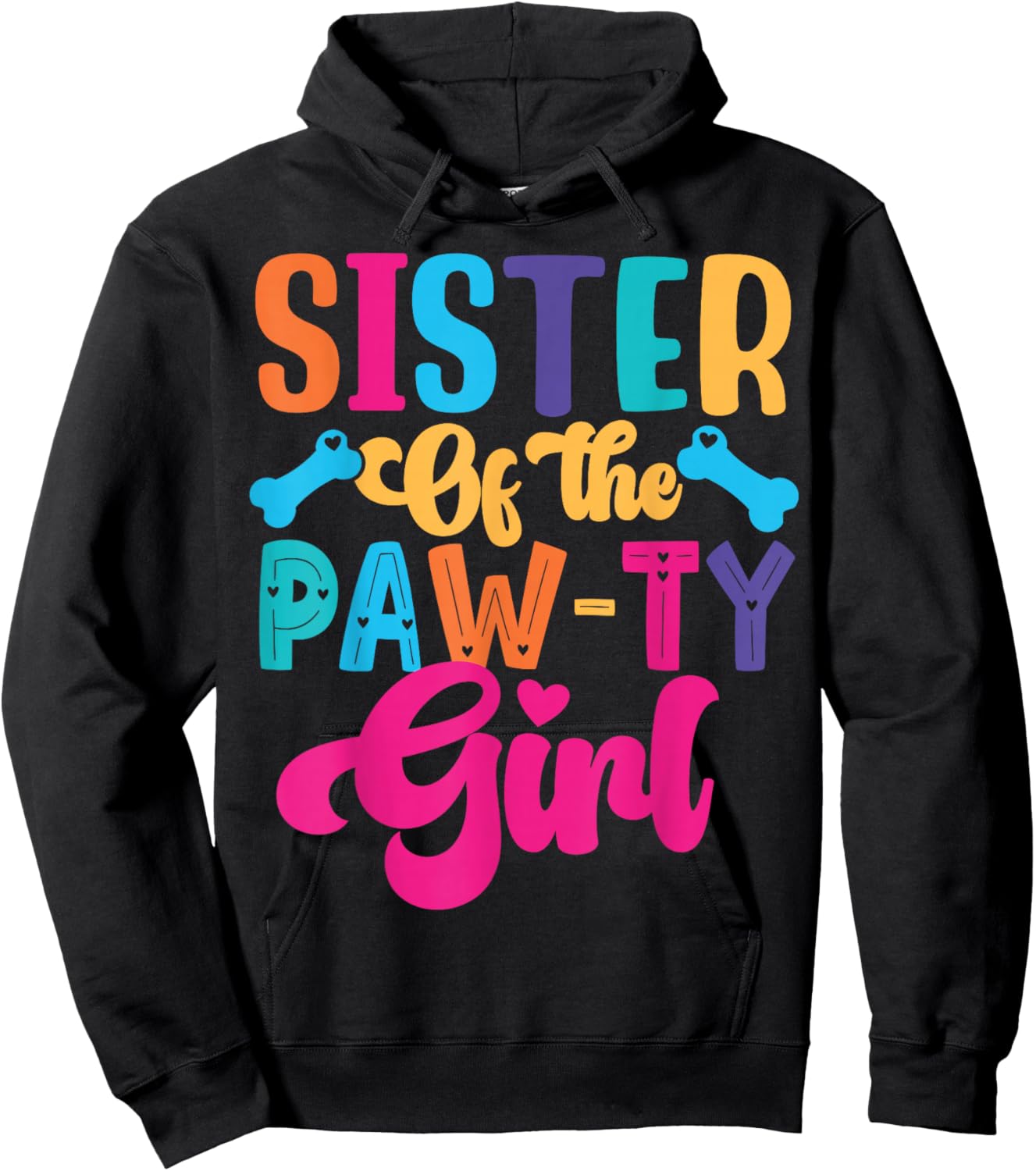 Sister Of The Birthday Girl Dog Paw Family Matching Party Hoodie - Hoodie | Black