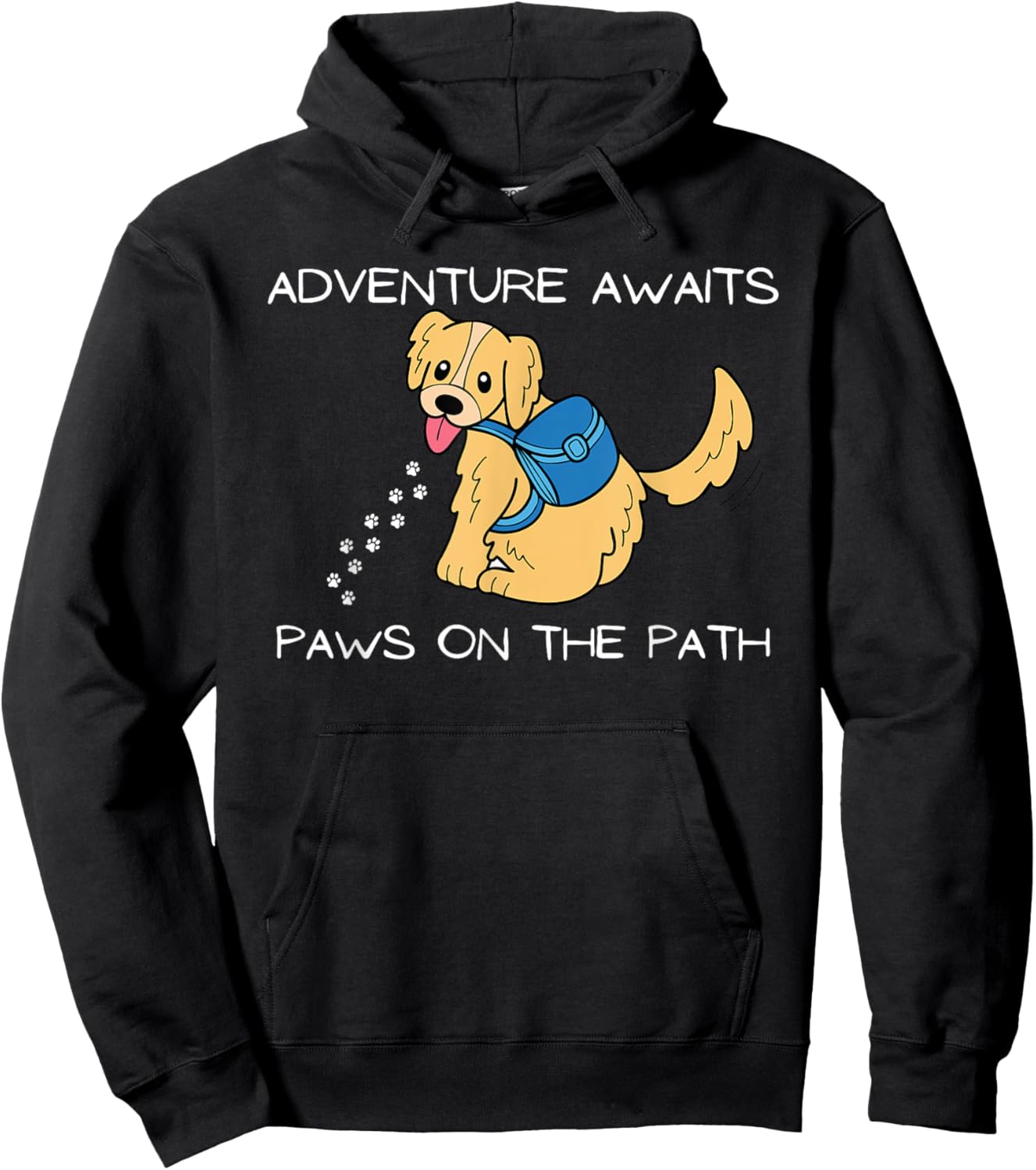 Adventure Awaits Paws on the Path Dog Hiking Shirt Hoodie - Hoodie | Black