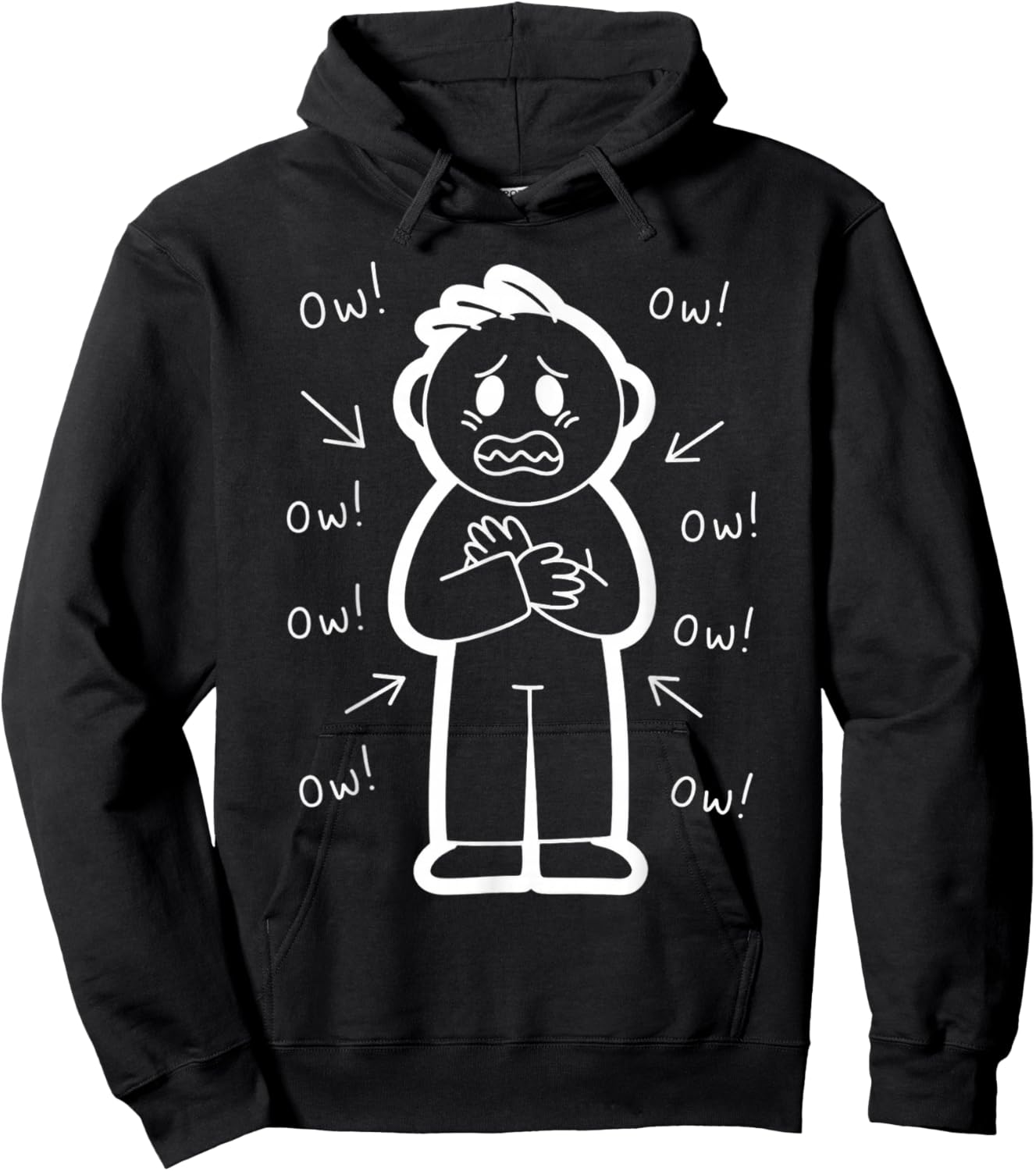 Ow Ow Ow Stick Character Figure Humor Funny Chronic Pain Hoodie - Hoodie | Black