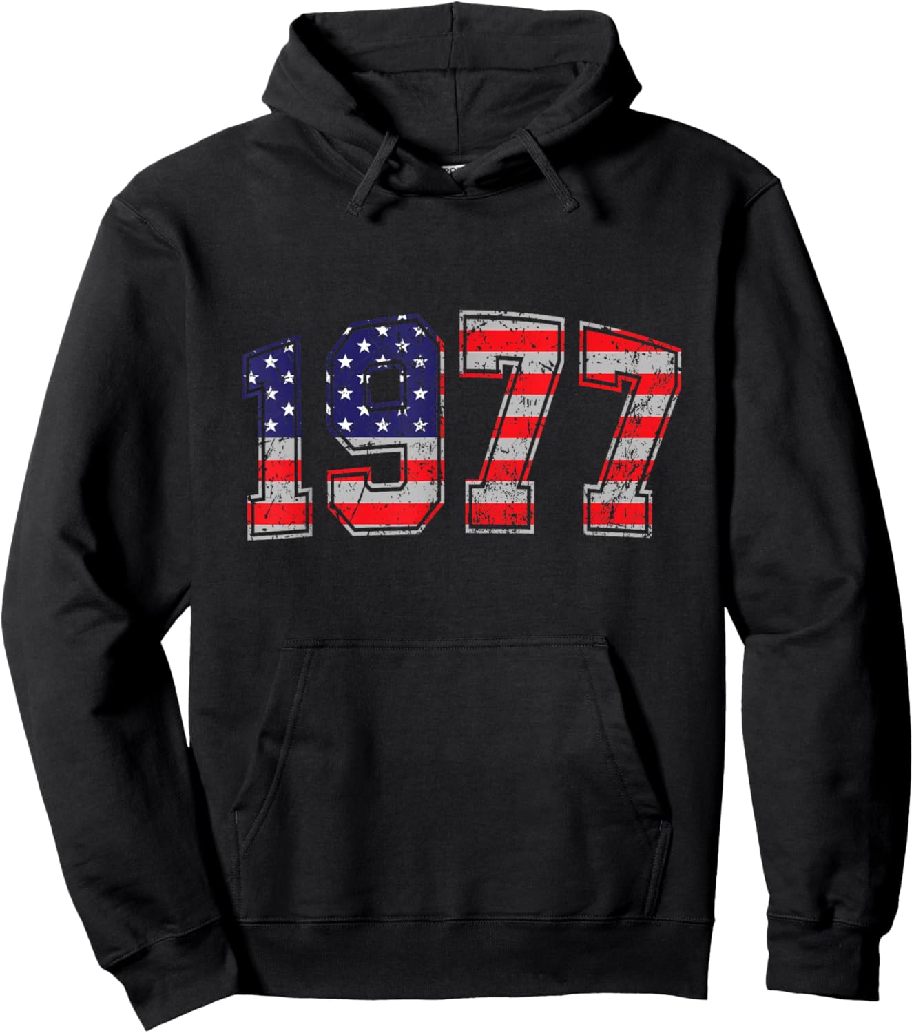 Vintage 1977 47 Years Old American Flag 4th Of July Retro Hoodie - Hoodie | Black