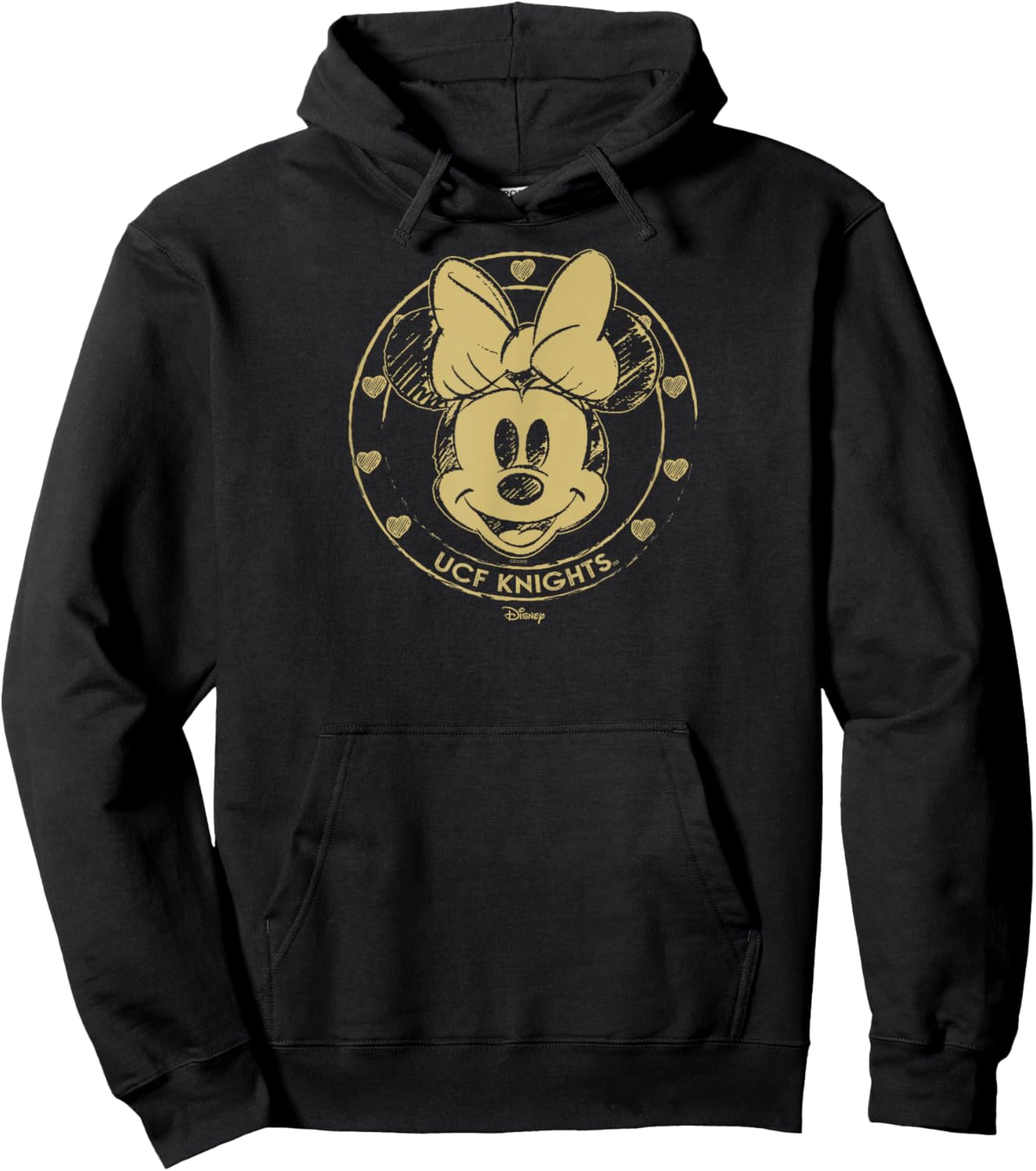 Central Florida Golden Knights Minnie Mouse Sketch Dark Gray Hoodie - Hoodie | Black