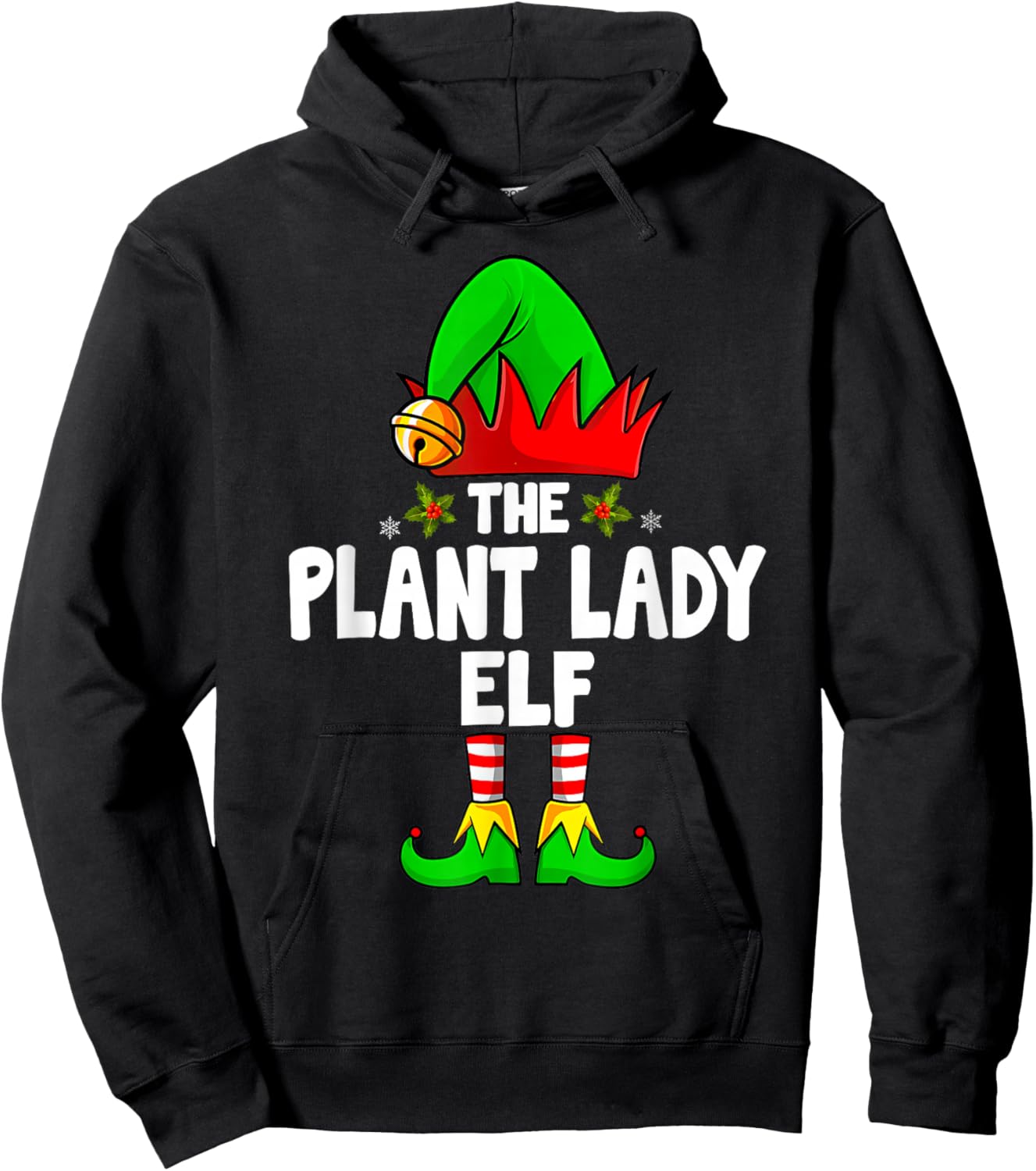 Plant Lady Elf Family Matching Group Christmas Pajama Xmas Hoodie - Hoodie | Black