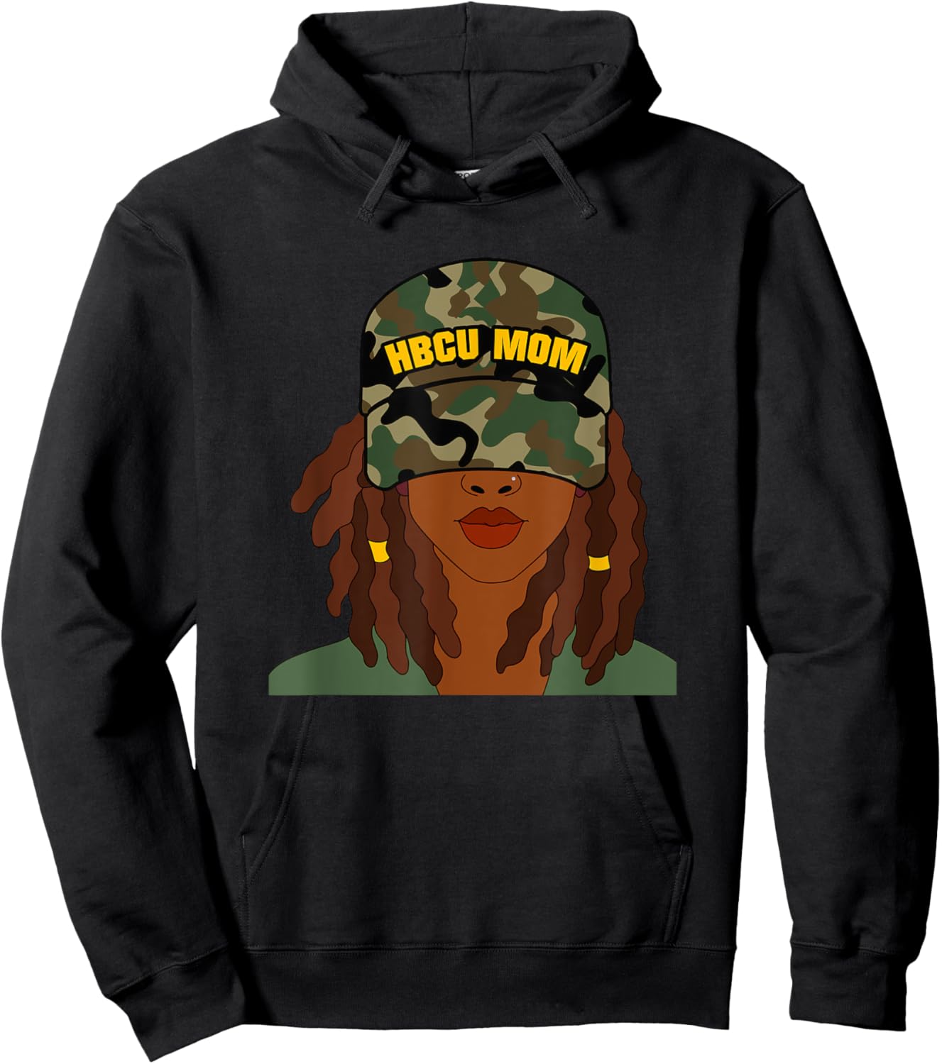 HBCU Mom of Grad Camo Locs Hoodie - Hoodie | Black