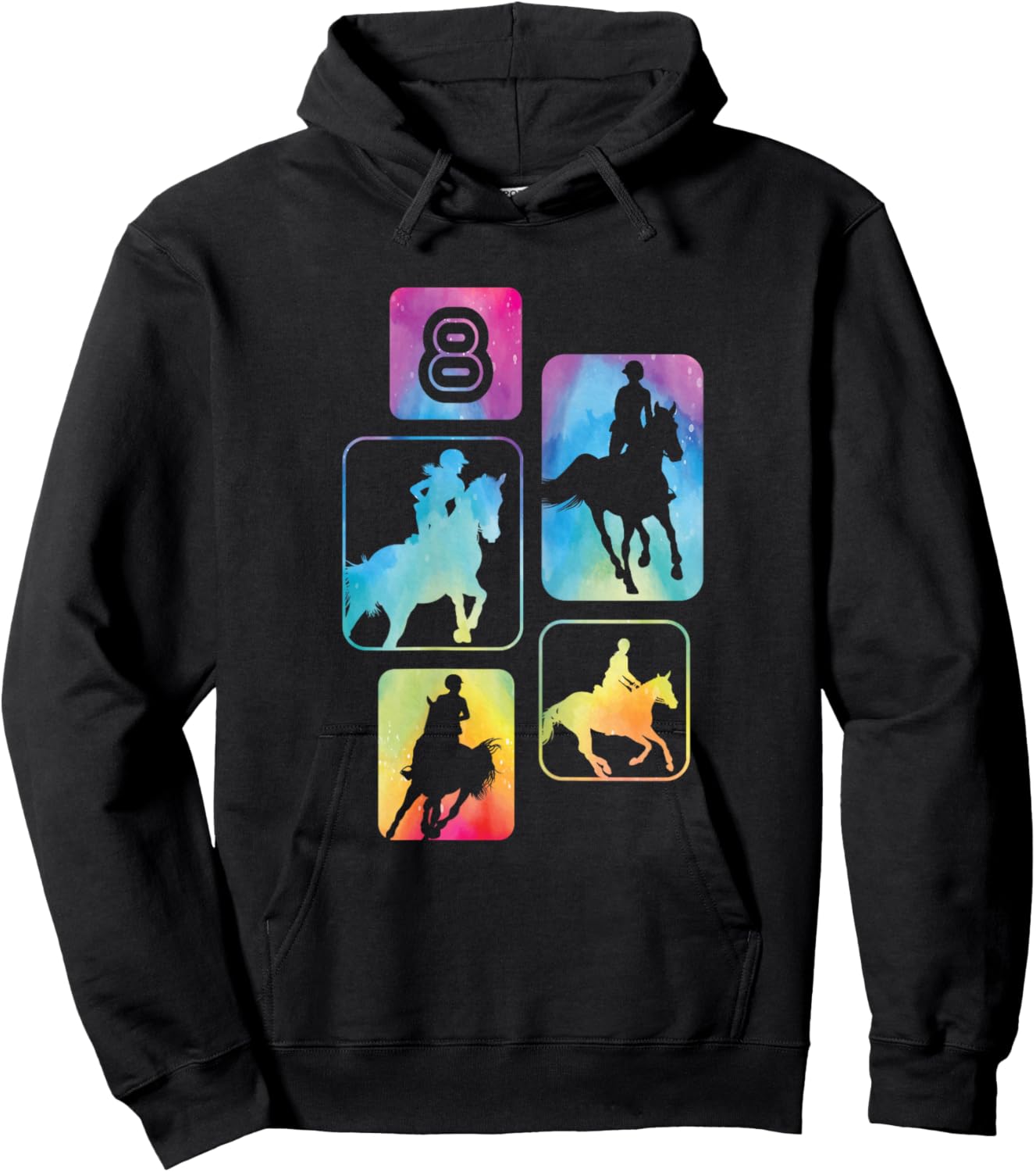 8th Birthday Horse Rider Horse Lover 8 Years Old Girl Hoodie - Hoodie | Black
