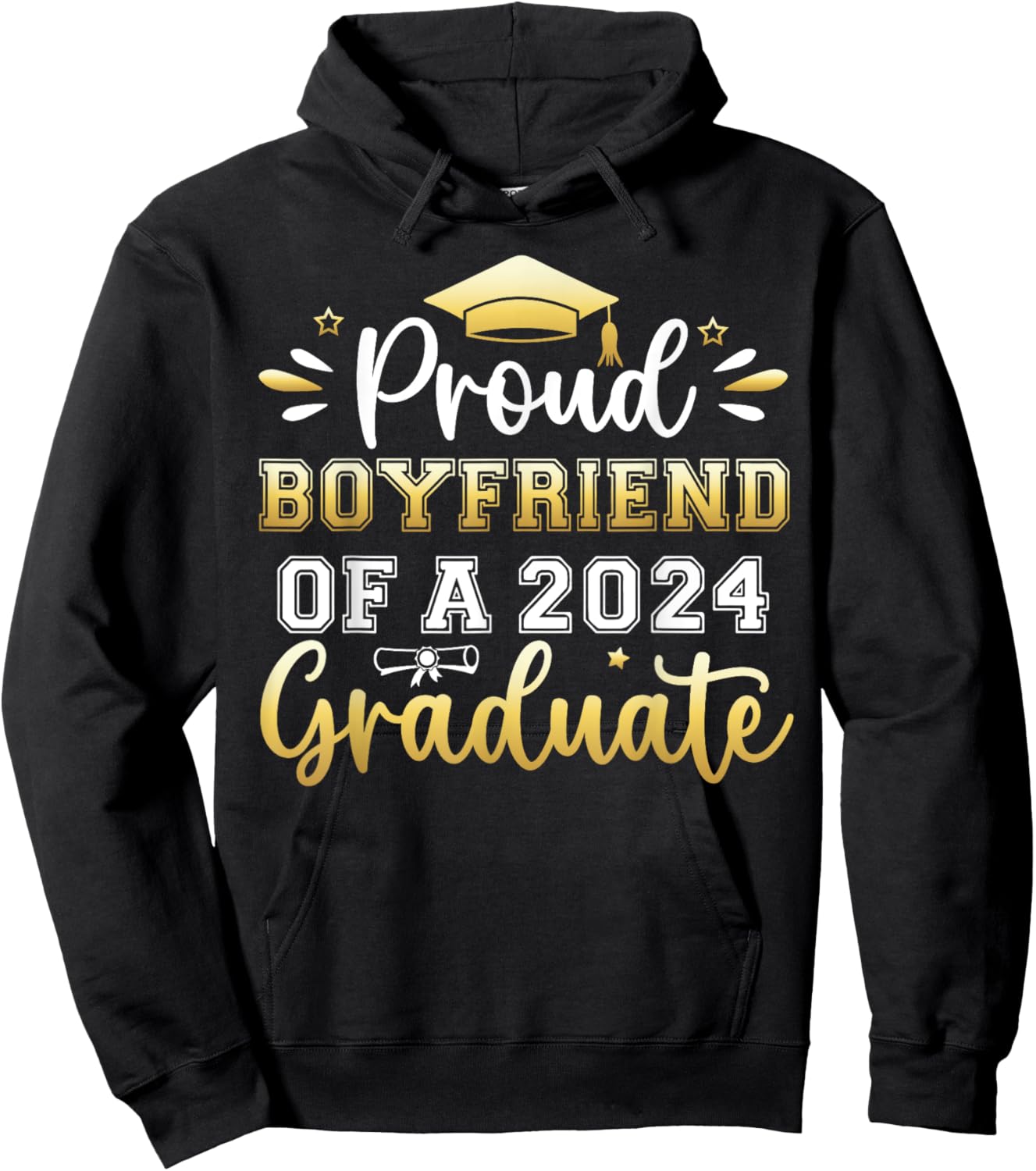 Proud Boyfriend of a 2024 Graduate Senior Graduation Men Hoodie - Hoodie | Black