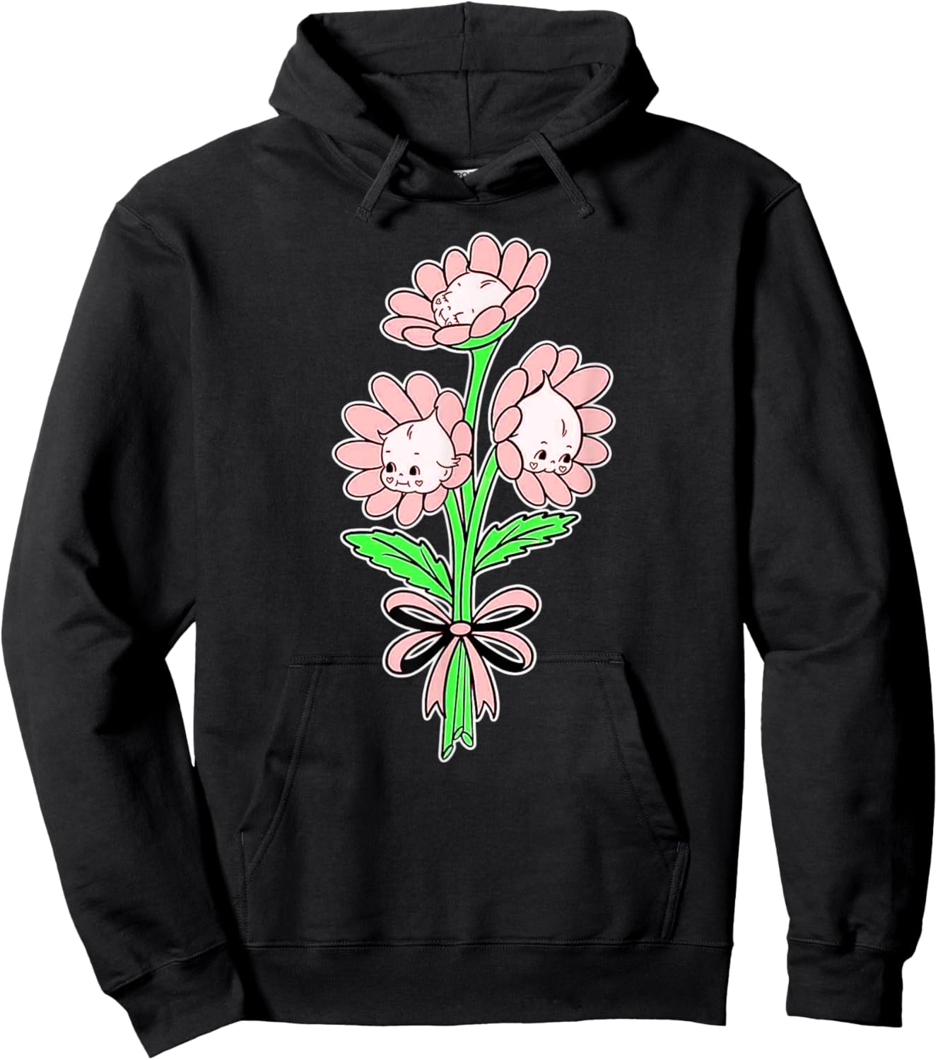 Kewpie Baby Flower Bouquet Spring Flowers Hoodie - Hoodie | Black
