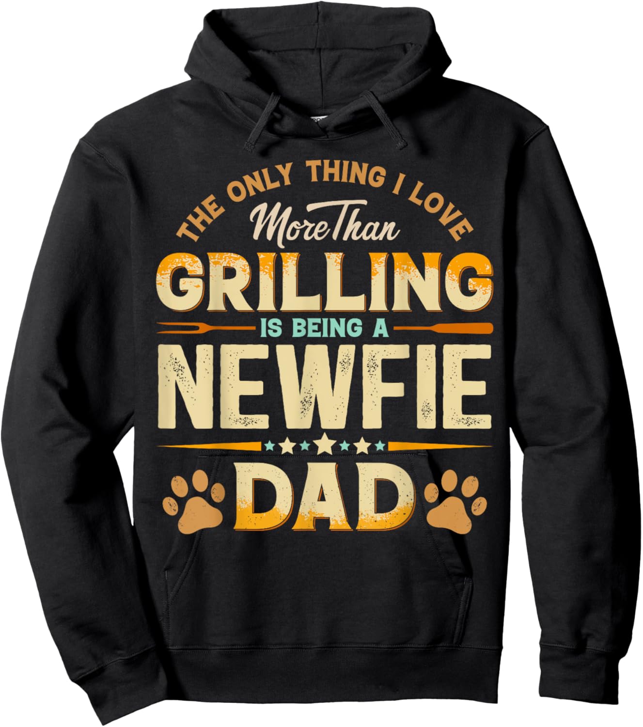 Funny Grilling Father's Day - Newfie Dad Dog Lover Hoodie - Hoodie | Black