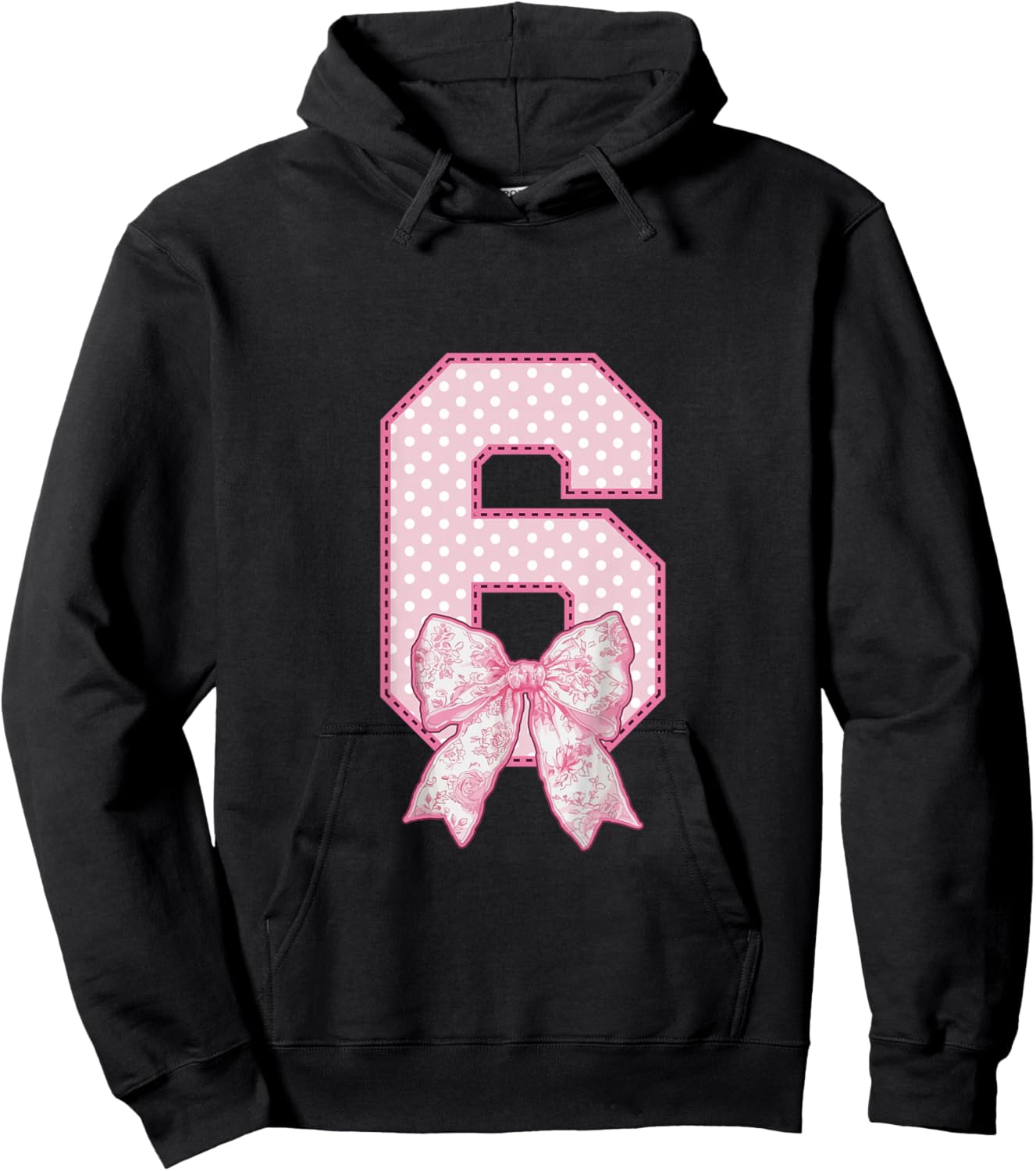 Kids 6th Birthday Shirt Girl Coquette Bow Kids Six 6 Year Old Hoodie - Hoodie | Black