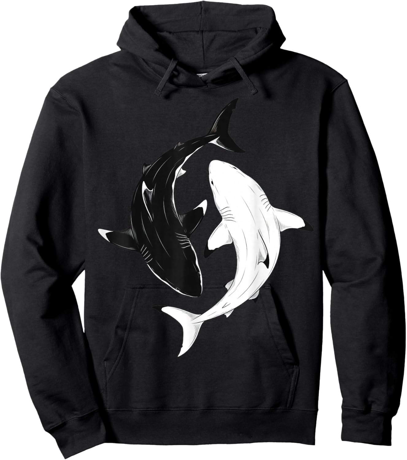 Aesthetic Great White Sharks - Ocean Animal Art Hoodie - Hoodie | Black