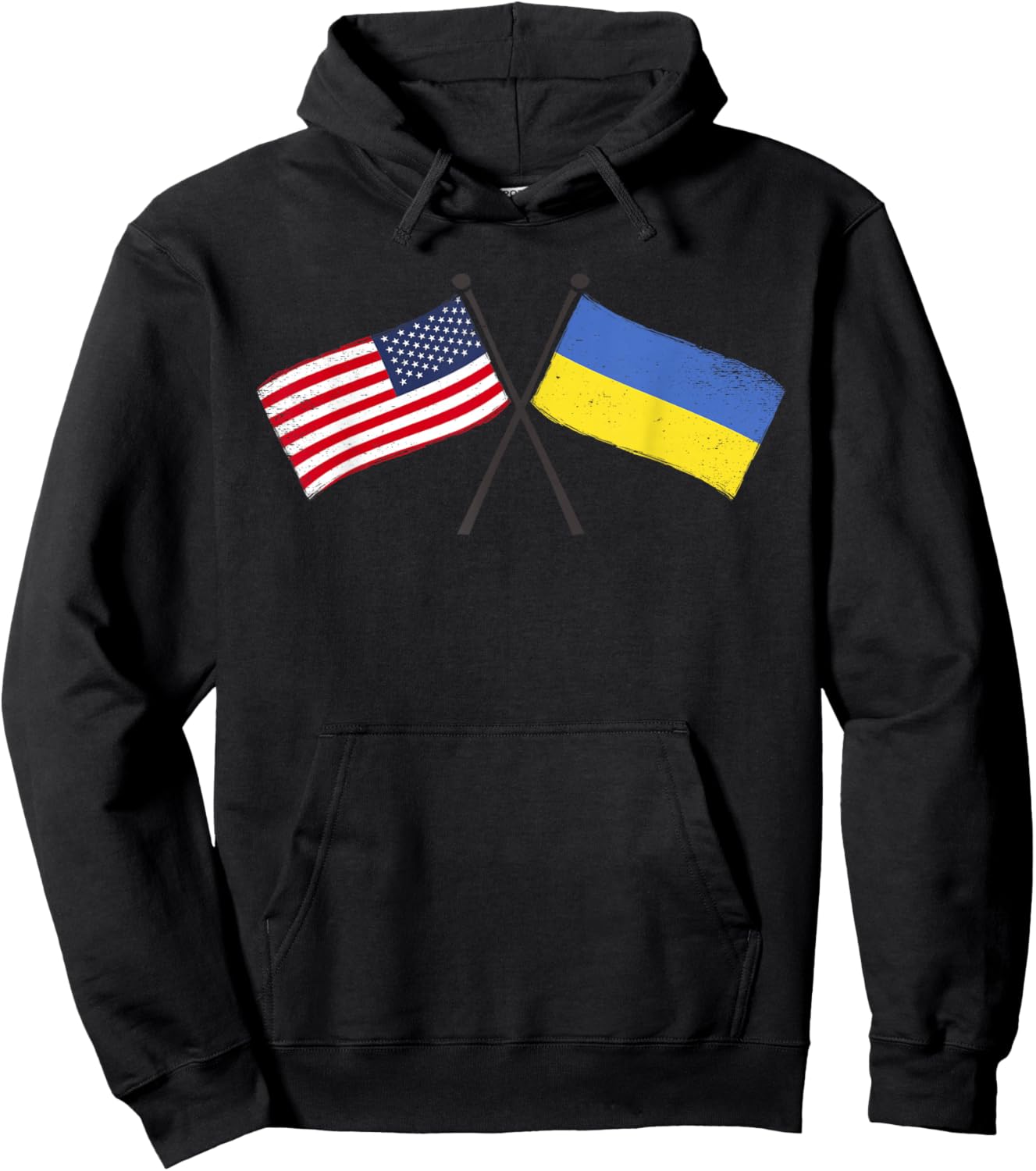USA Ukraine Crossed Flags American Ukrainian Friendship Hoodie - Hoodie | Black