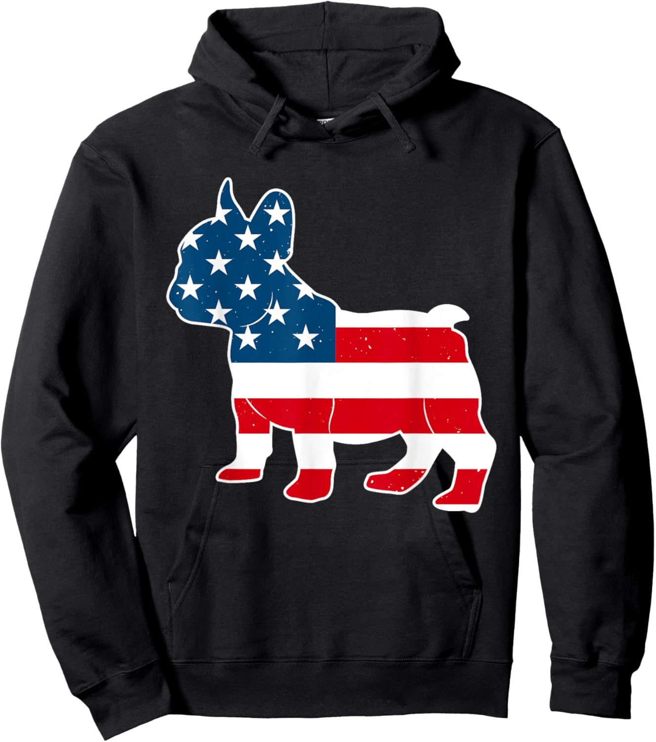 French Bulldog Patriotic American Flag Frenchie 4th of July Hoodie - Hoodie | Black