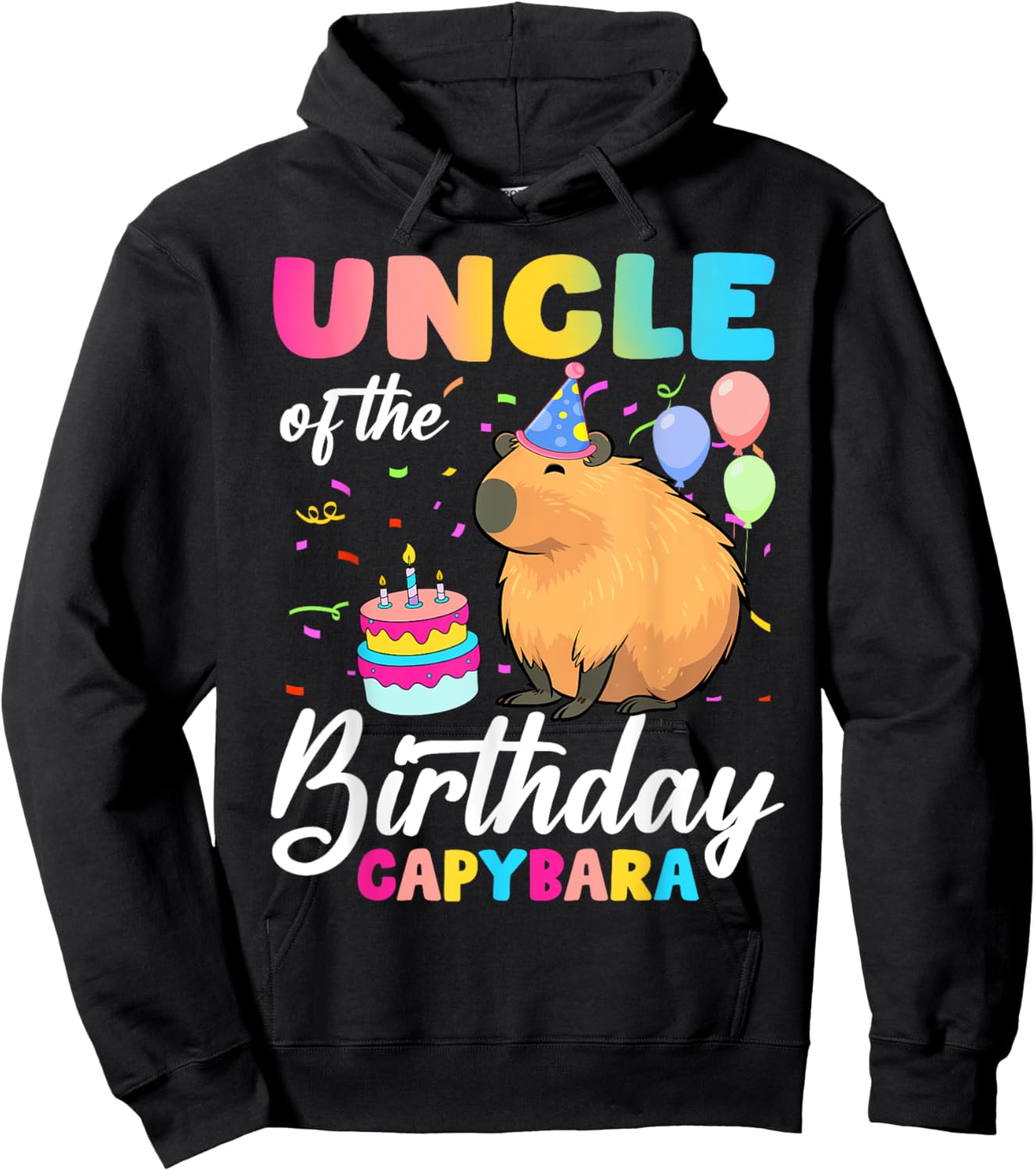 Uncle Of The Birthday Capybara Girl Bday Party Family Hoodie - Hoodie | Black