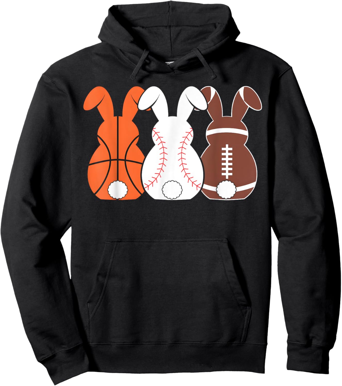 Basketball Baseball Football Sports Easter Bunny Rabbits Hoodie - Hoodie | Black