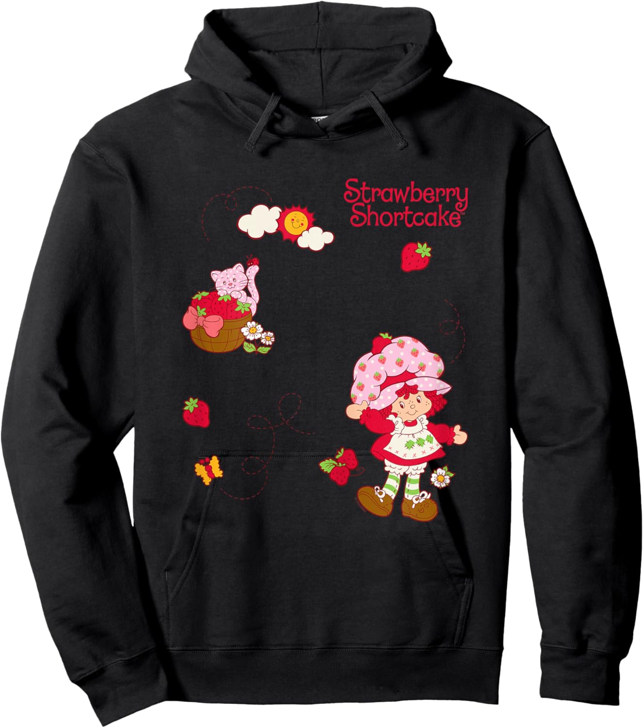 Strawberry Shortcake - Oversized Faux Multi Hit Hoodie - Hoodie | Black
