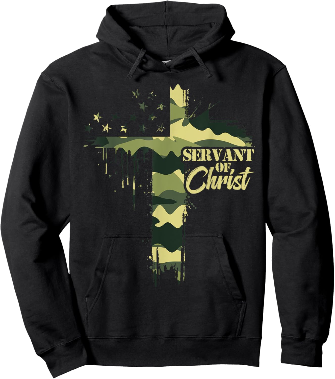 Camo Flag Camouflage Cross Christian Dad Servant of Christ Hoodie - Hoodie | Black