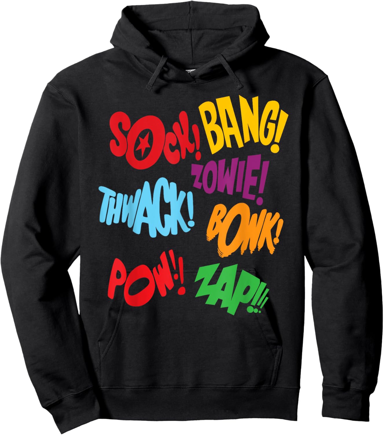 Retro Comic Book Action Sound Effects Sock Bang Pow Hoodie - Hoodie | Black
