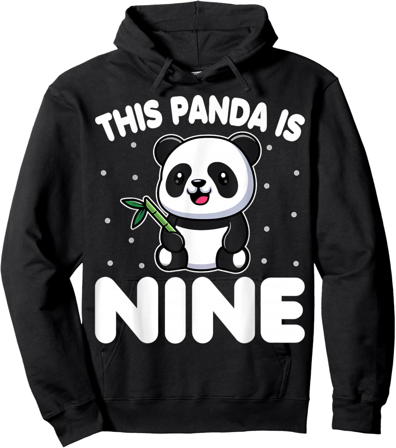This Panda Is Nine 9th Birthday Party 9 Years Old Boys Girls Hoodie - Hoodie | Black