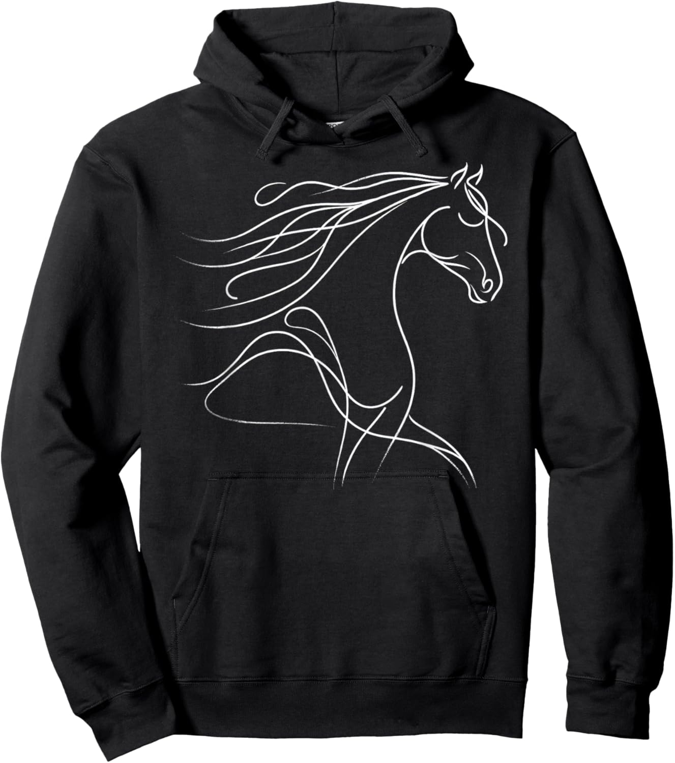 Majestic Horse Line Sketch Hoodie - Hoodie | Black