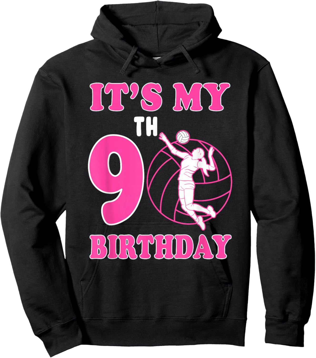 It's My 9th Birthday 9 Year Old Bday Volleyball Player Hoodie - Hoodie | Black