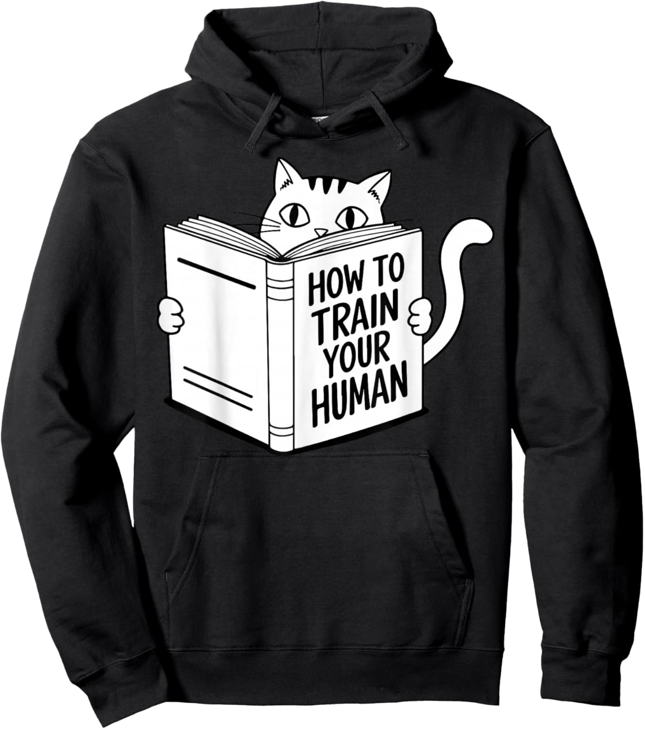 Cat Book Humor How to Train Your Human Funny Hoodie - Hoodie | Black