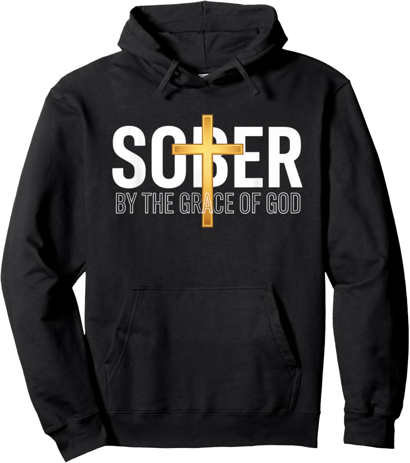 Christian Sober by The Grace of God - Recovery Sobriety Coss Hoodie - Hoodie | Black