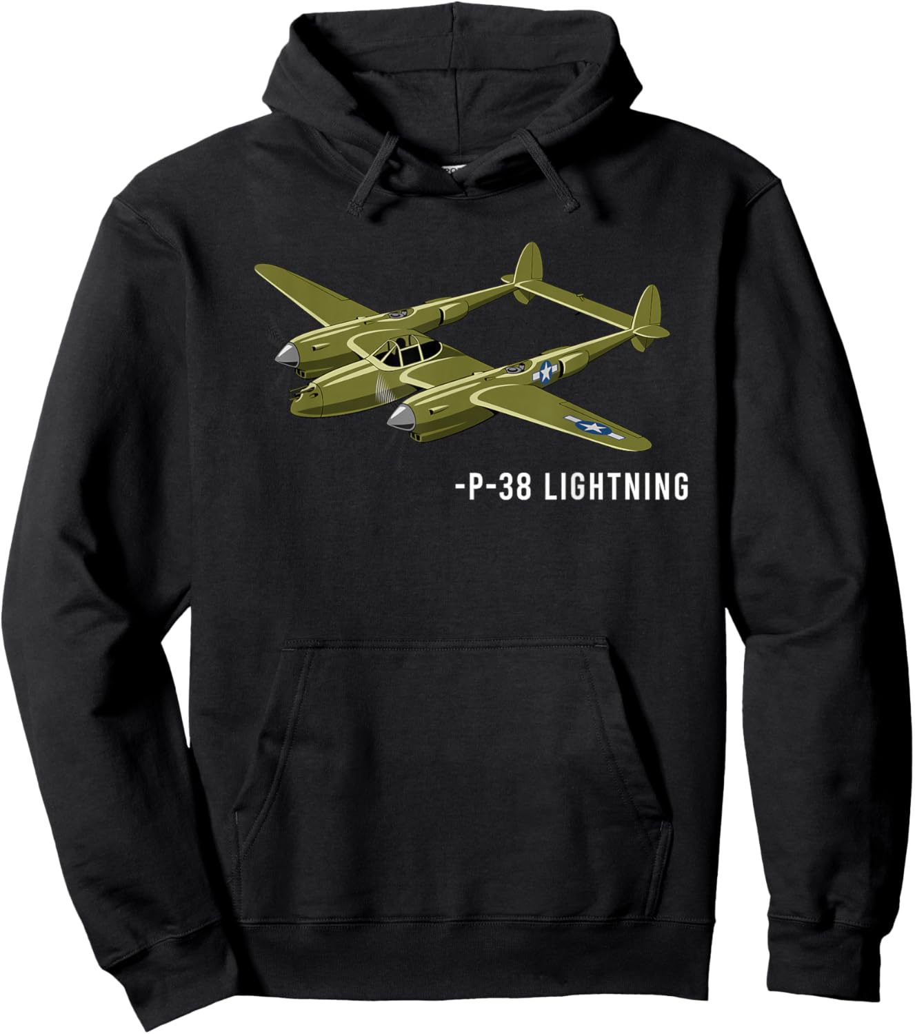 P-38 Lightning Plane WWII Warbird Military Aviation History Hoodie - Hoodie | Black