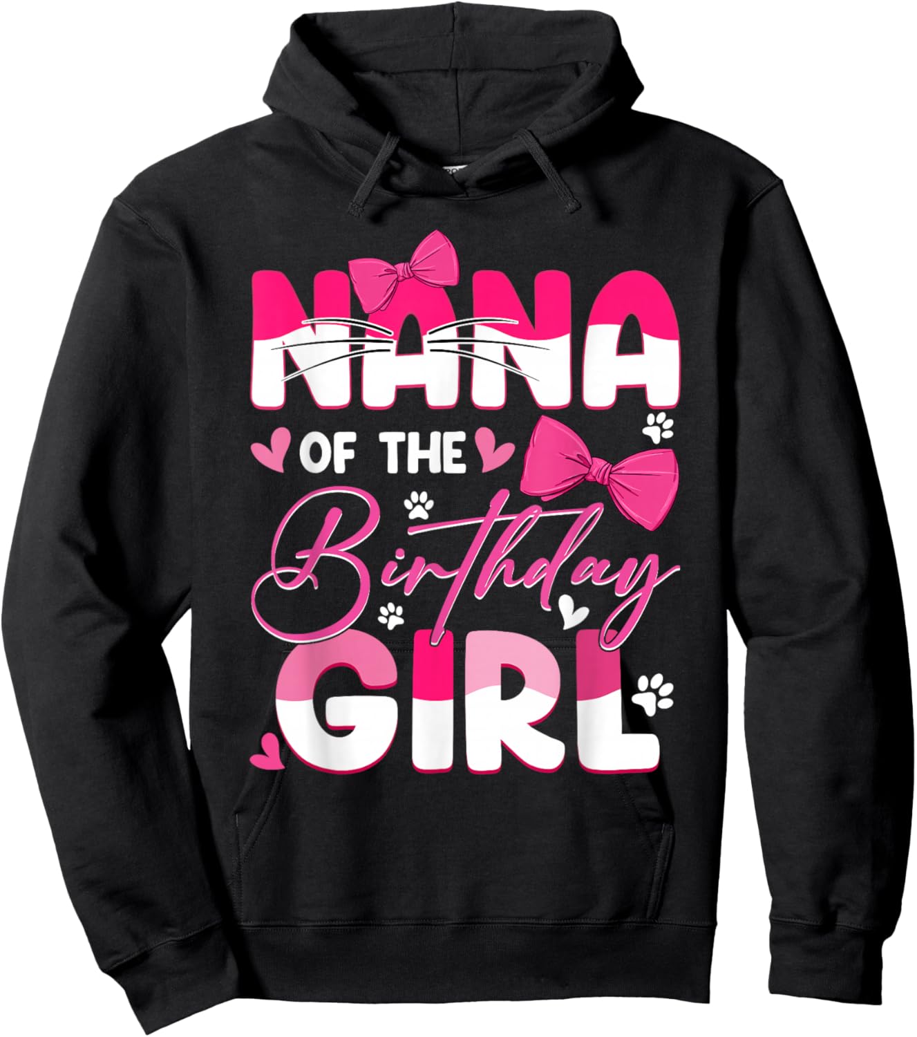 Nana Of The Birthday Girl Cat Kitty Family Matching Hoodie - Hoodie | Black