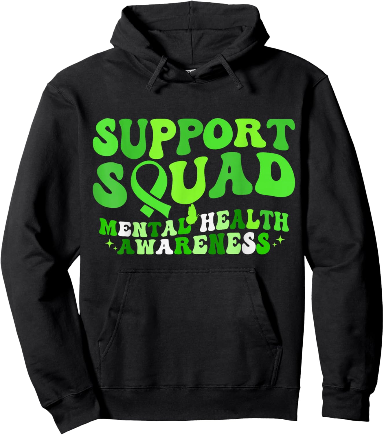 Mental Health Awareness Support Squad Green Ribbon May 2026 Hoodie - Hoodie | Black