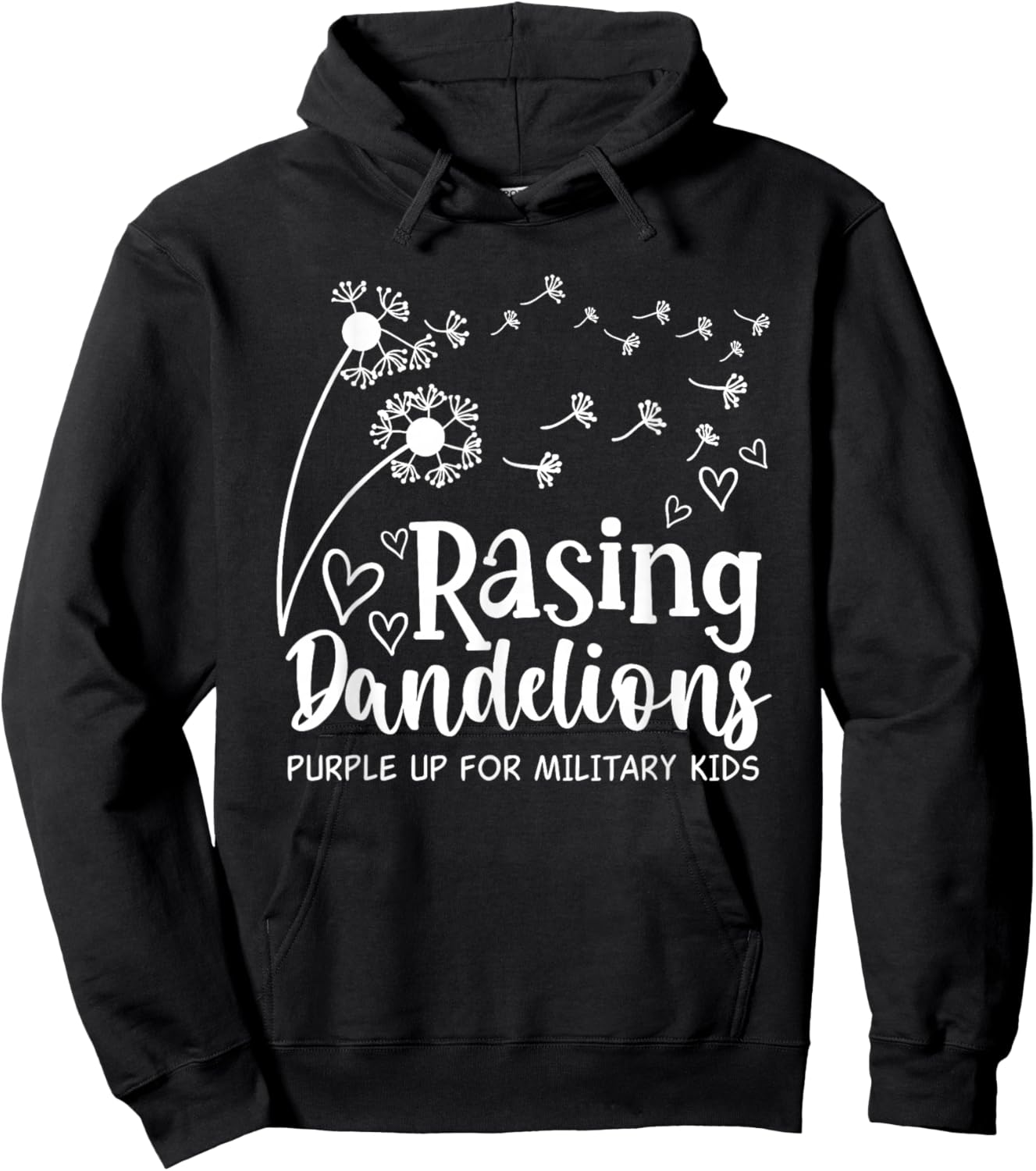 Raising Dandelions Purple Up For Military Child Month Women Hoodie - Hoodie | Black