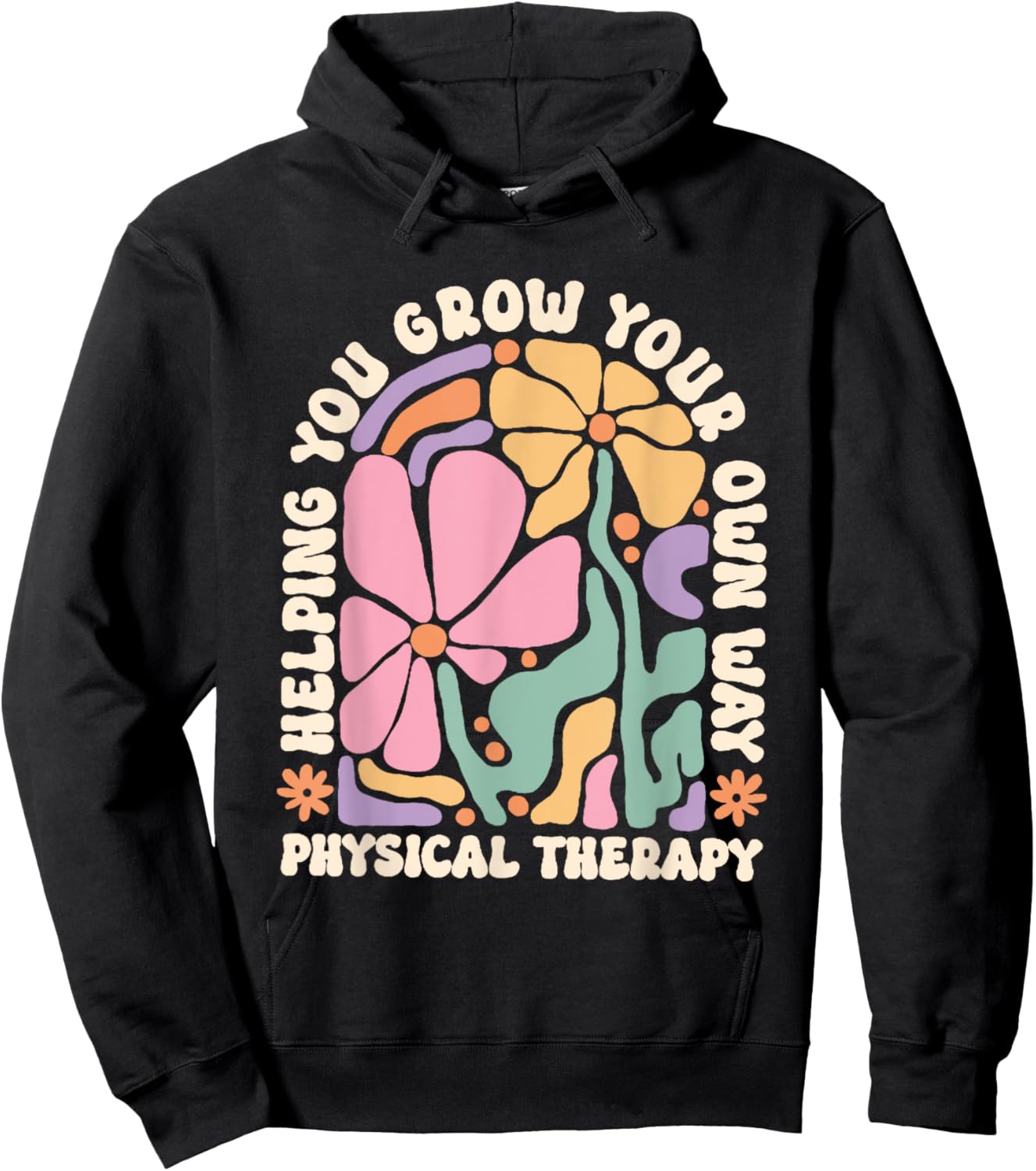 Retro Physical Therapy Boho Flowers Pediatric PT Graduation Hoodie - Hoodie | Black