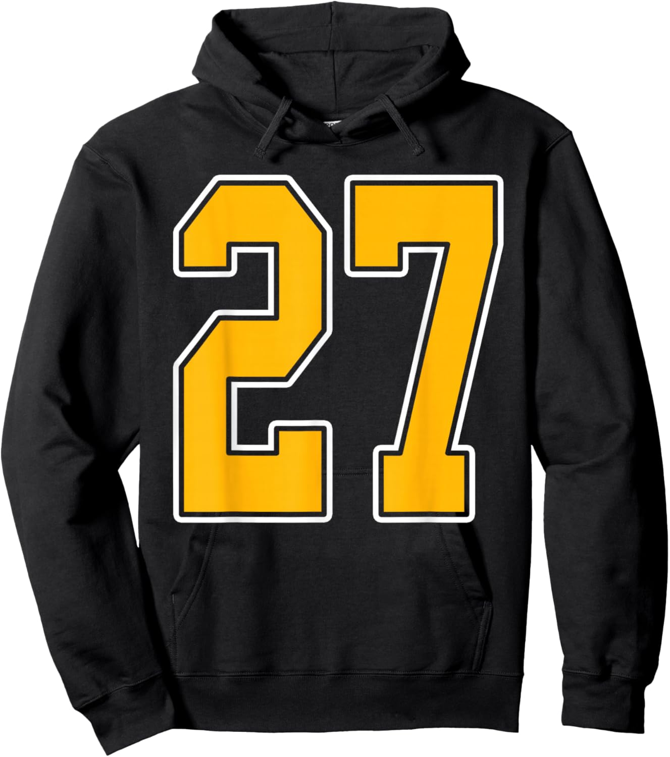 Gold and White Sports Number 27 Jersey Uniform Player Hoodie - Hoodie | Black
