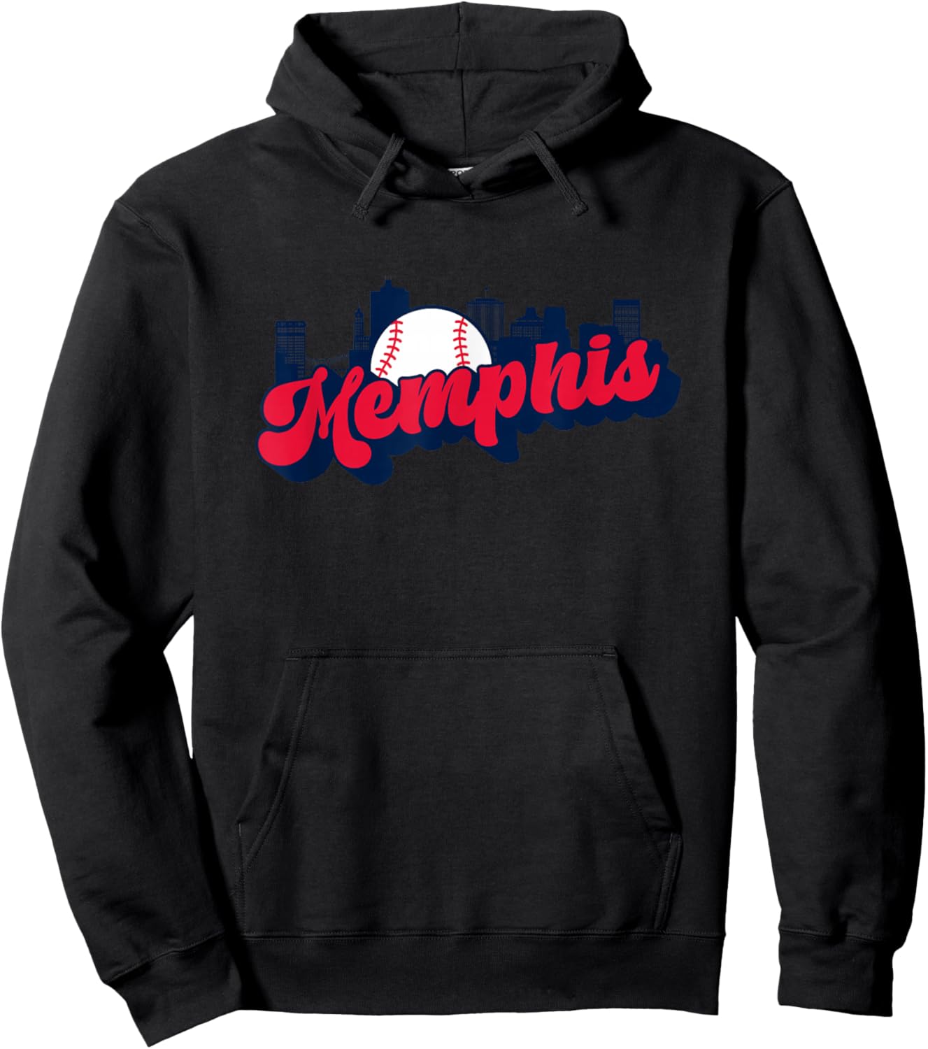 Memphis Baseball Vintage City Skyline Baseball Lover Hoodie - Hoodie | Black