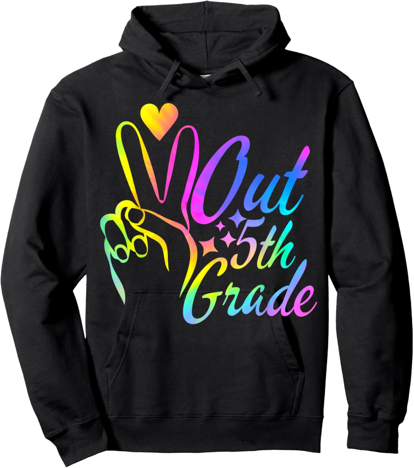 Peace Out 5th Grade Tie Dye Graduation Last Day of School Hoodie - Hoodie | Black
