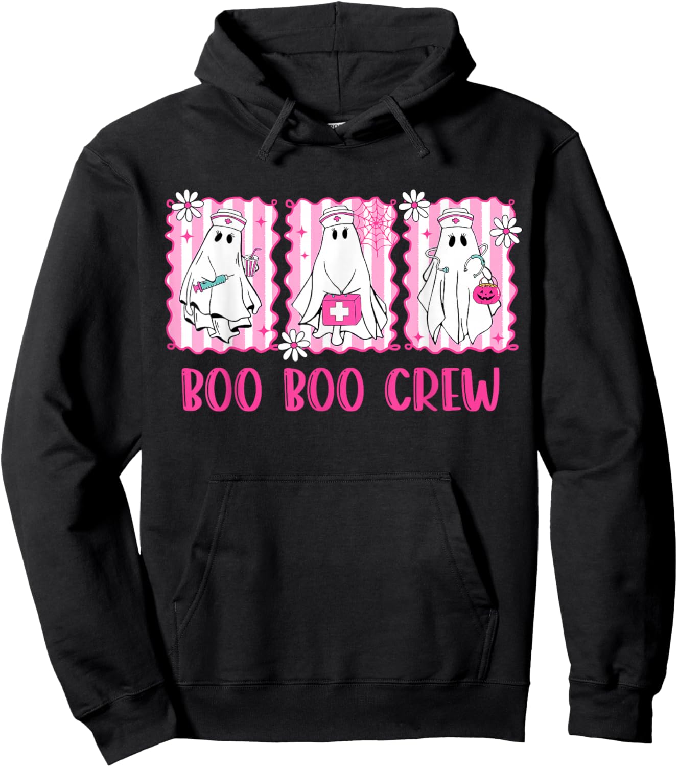 Preppy Boo Crew Night Shift Nurse Ghost Halloween Nursing Hoodie - Hoodie | Black