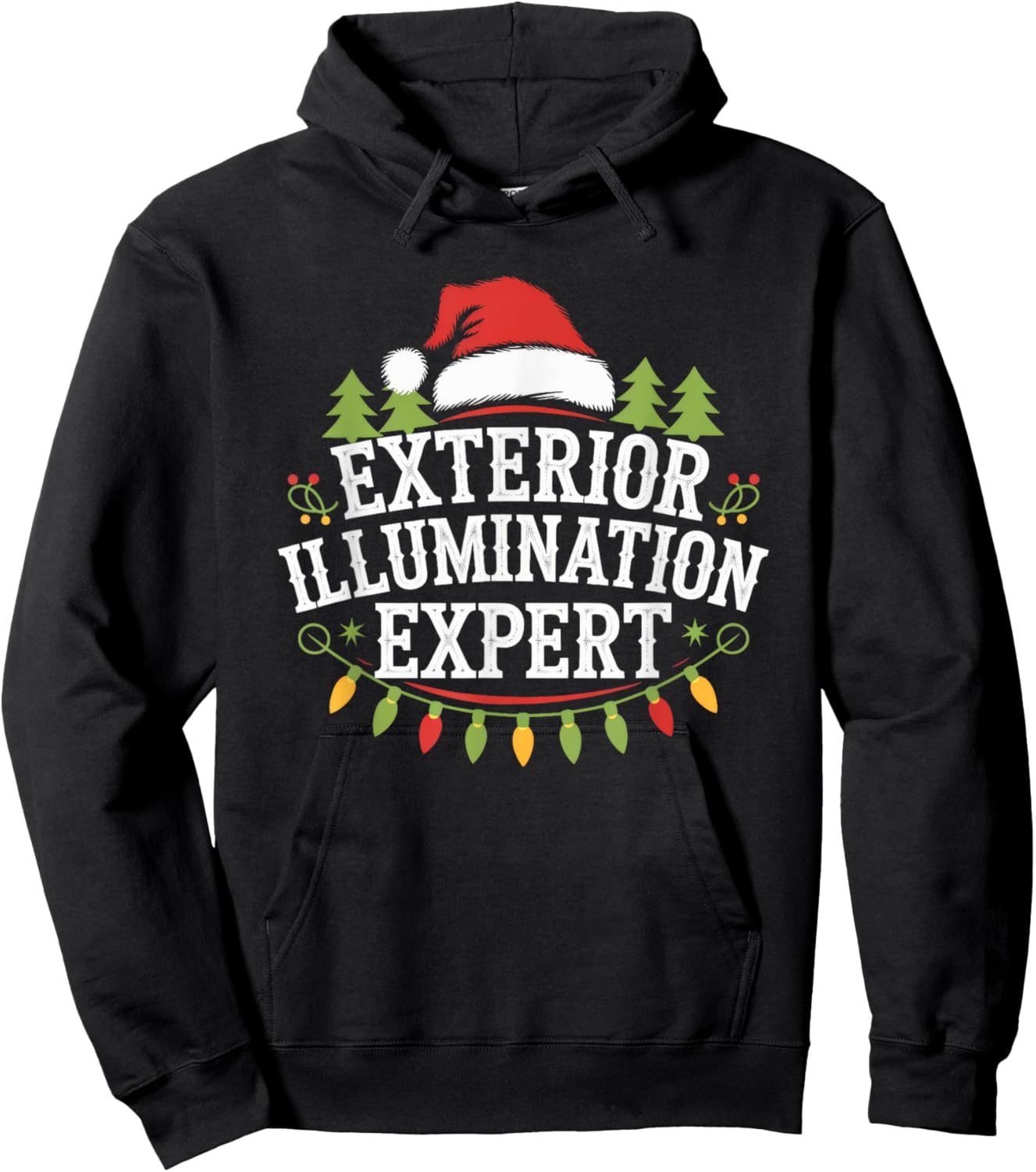 Siouxland Styles Adult Festive Modern Humor Exterior Illumination Expert Black Letter Print Hoodie - Hoodie | Black