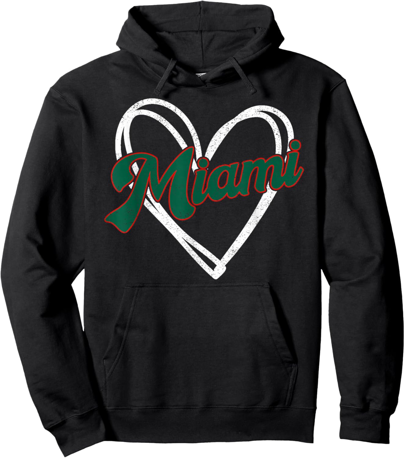 Miami - Heart Vintage Men Women Hoodie - Hoodie | Black