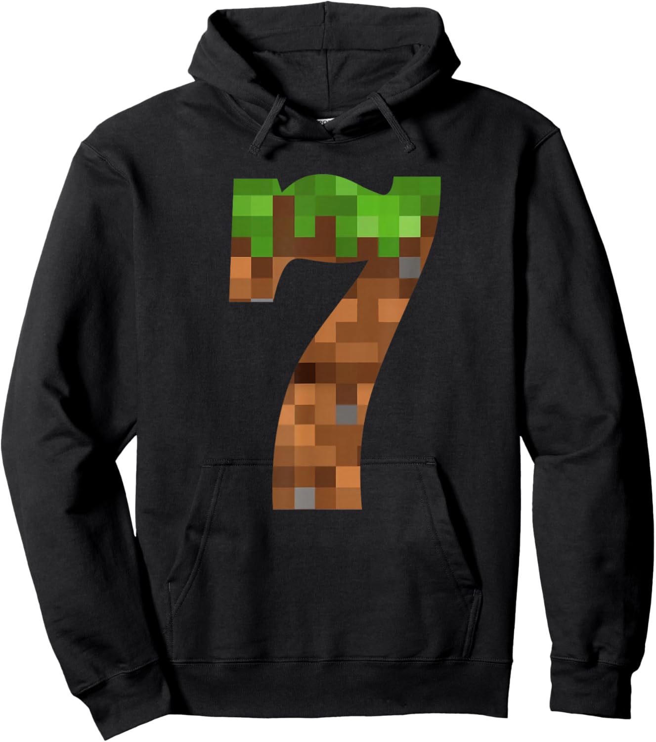Pixel 7yr Birthday Number Seven 7 Year Old 7th Video Gamer Hoodie - Hoodie | Black