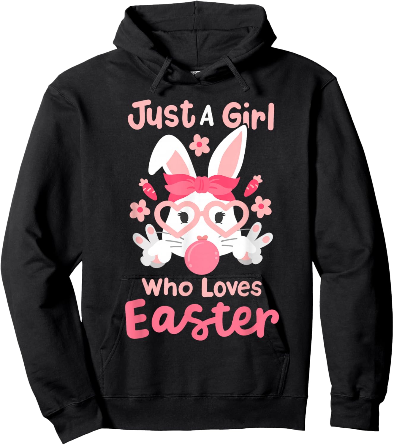 A Girl Who Loves Easter Cute Bunny Family Matching Kids Hoodie - Hoodie | Black