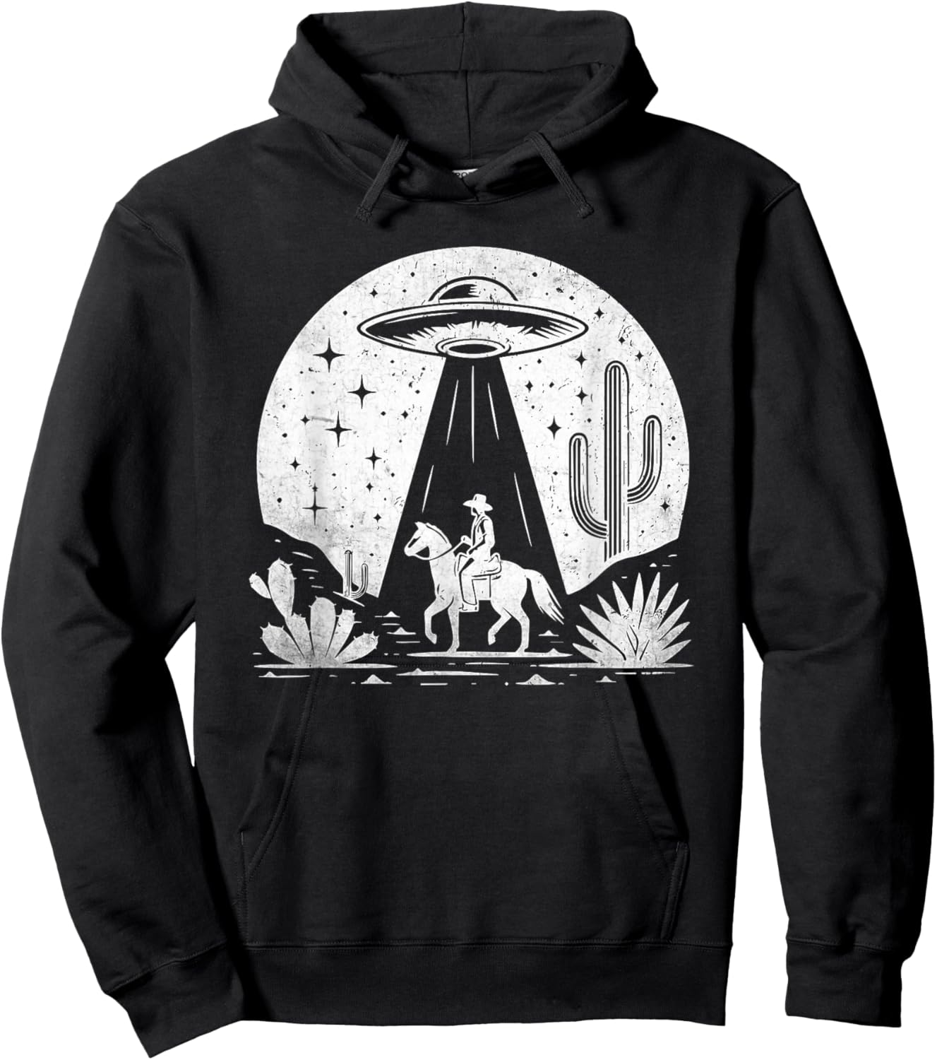 UFO Western Retro Vintage Cowboy Western Rodeo Howdy Alien Hoodie - Hoodie | Black