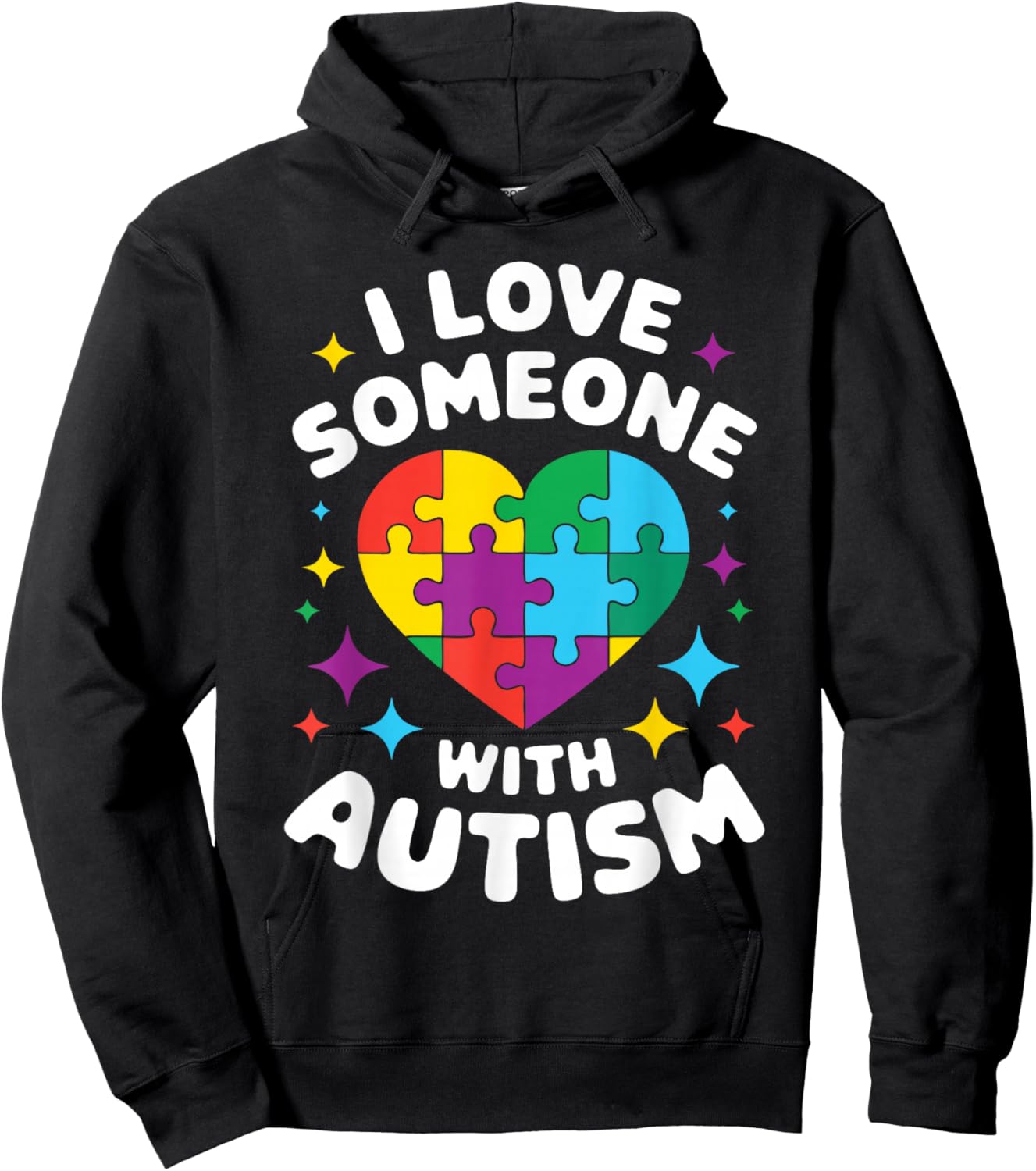I Love Someone with Autism Awareness Heart Men Women Kids Hoodie - Hoodie | Black