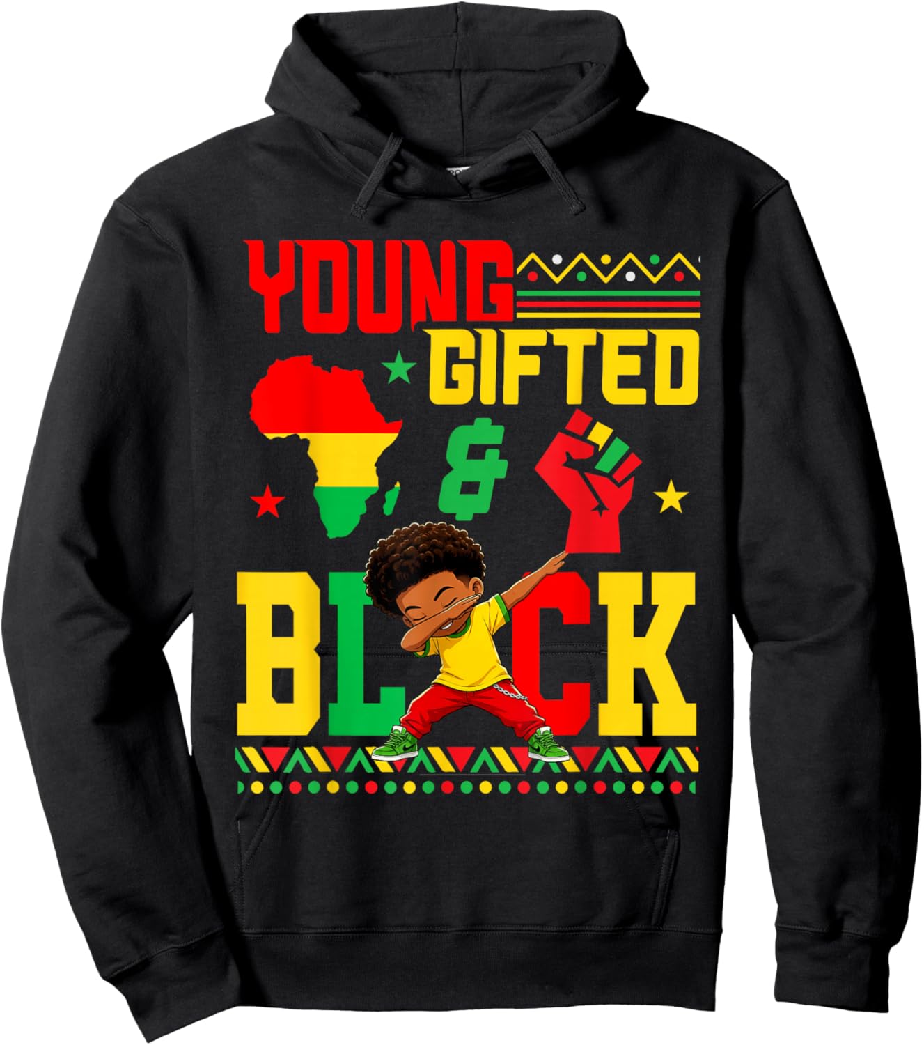 Juneteenth Young Gifted Dabbing African Black Boy Kids Youth Hoodie - Hoodie | Black